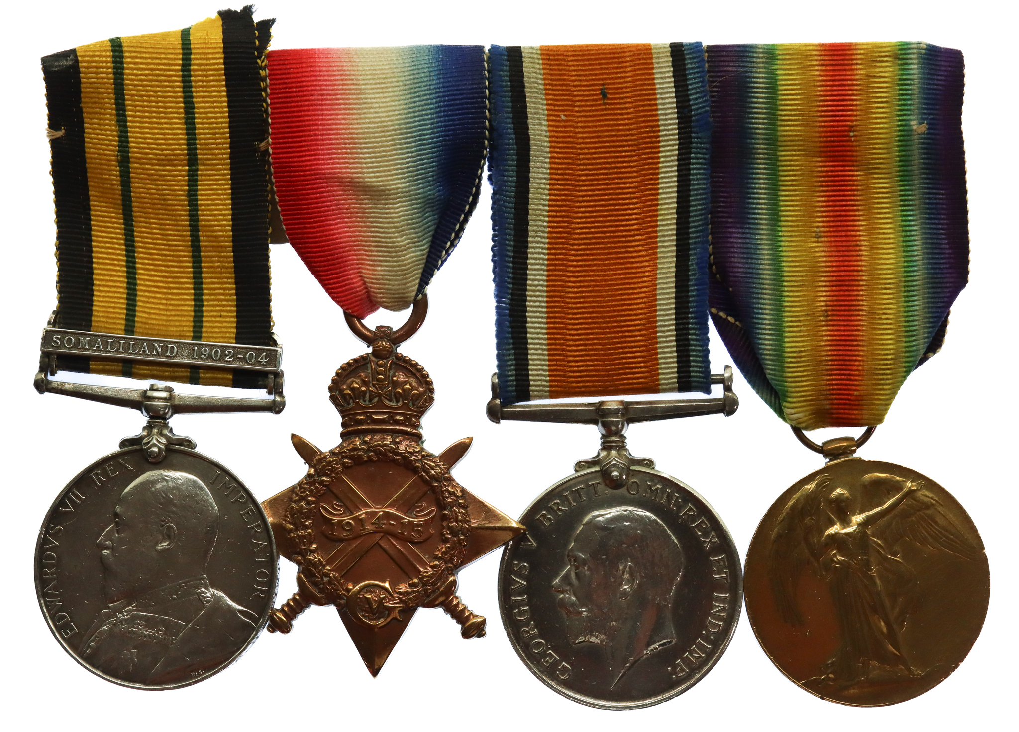 Africa General Service Medal (Clasp - Somaliland 1902-04), WW1 1914-15 Star, British War & Victory Medal Group of Four - Cooper 1st Class A. Smith, Royal Navy