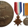 WW1 Gallipoli Casualty 1914-15 Star Medal Trio and Memorial Plaque - Pte. W. Stead, 6th Bn. York & Lancaster Regiment - K.I.A. 12/8/15