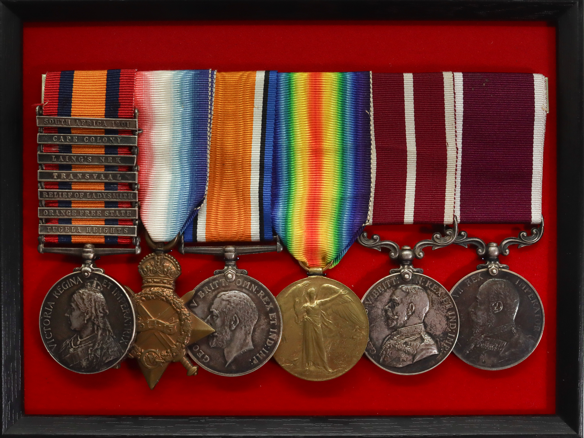 QSA (7 Clasps), WW1 1914-15 Star Trio, MSM and Long Service & Good Conduct Medal Group of Six - R.Q.M.Sgt. B.C. Reynolds, Middlesex Regiment & K.S.L.I.