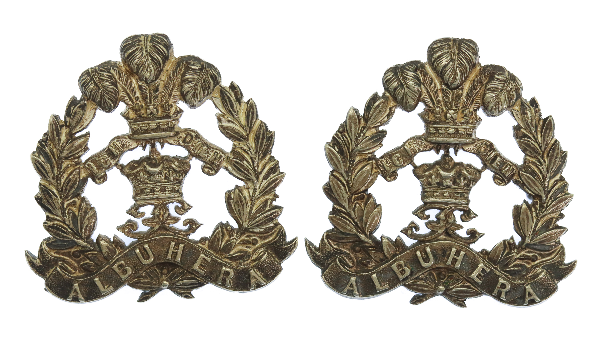 Pair of Middlesex Regiment Officer's Silver Collar Badges