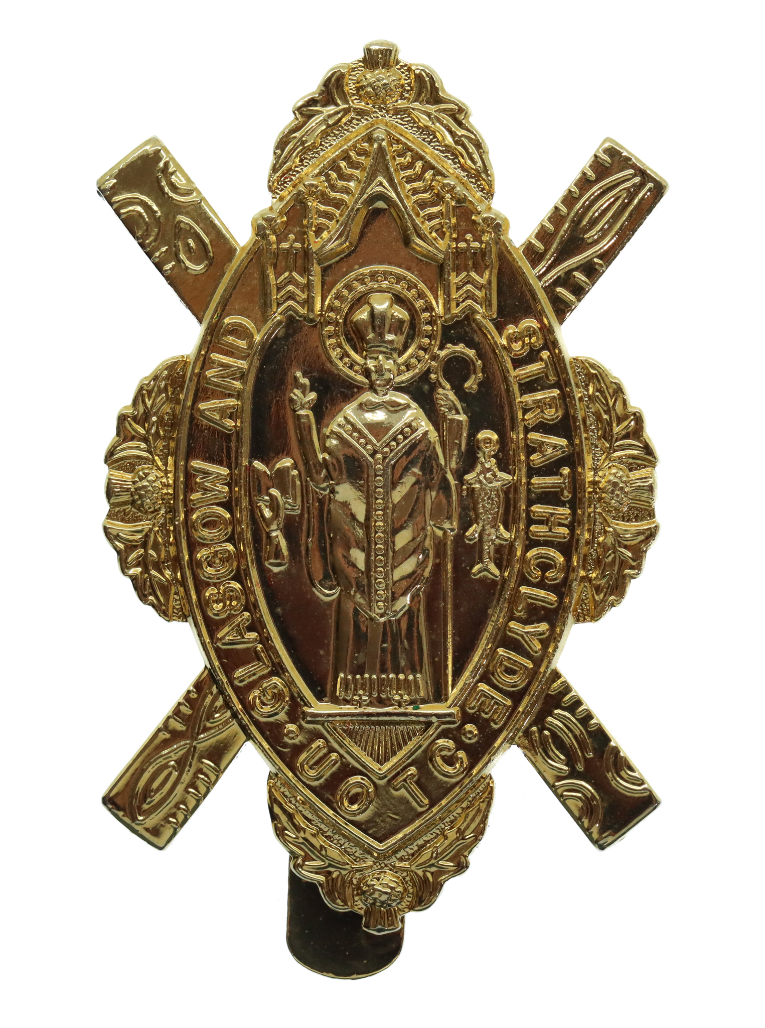 Glasgow & Strathclyde U.O.T.C. Anodised (Staybrite) Cap Badge