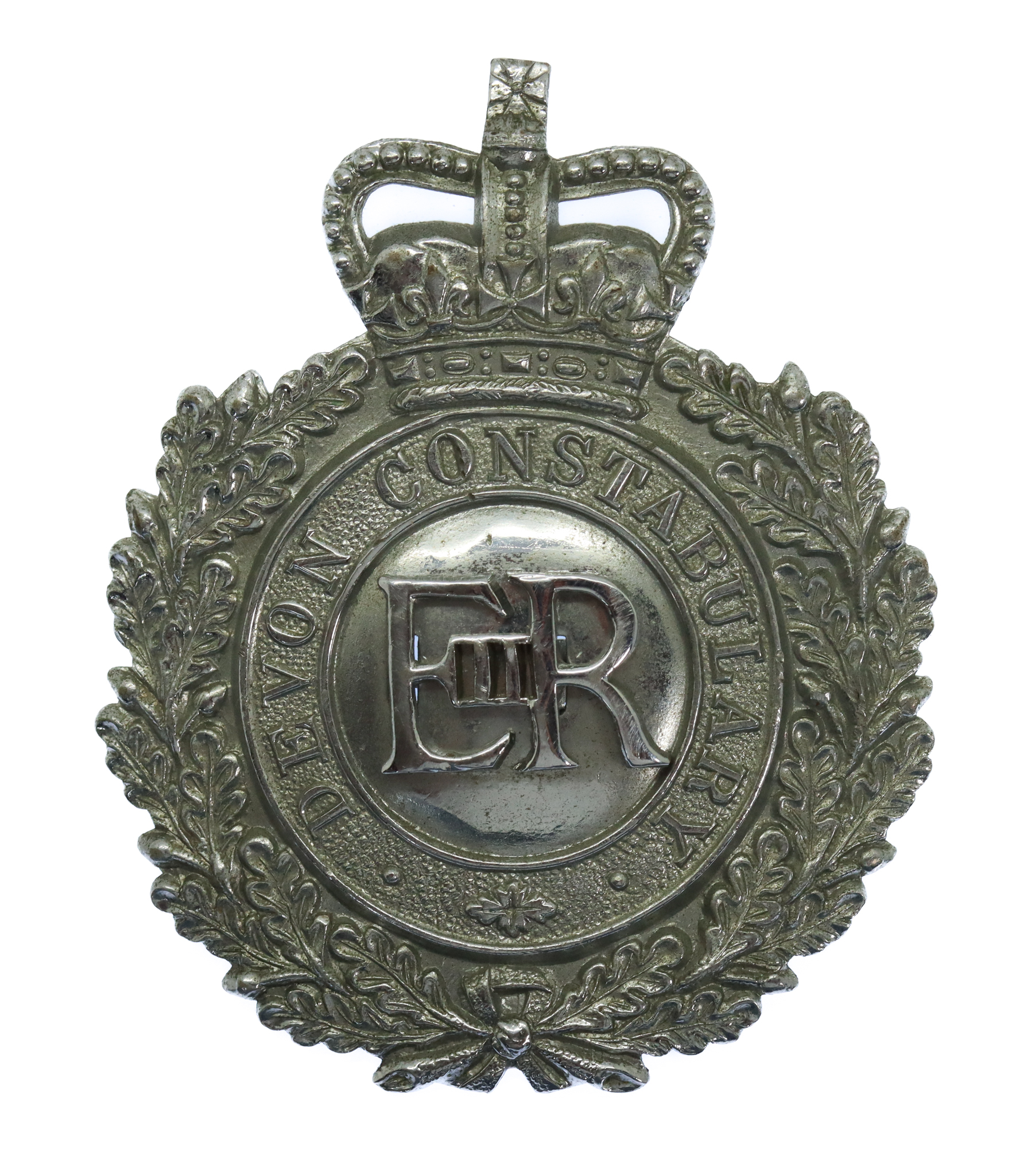 Devon Constabulary Wreath Helmet Plate - Queen's Crown