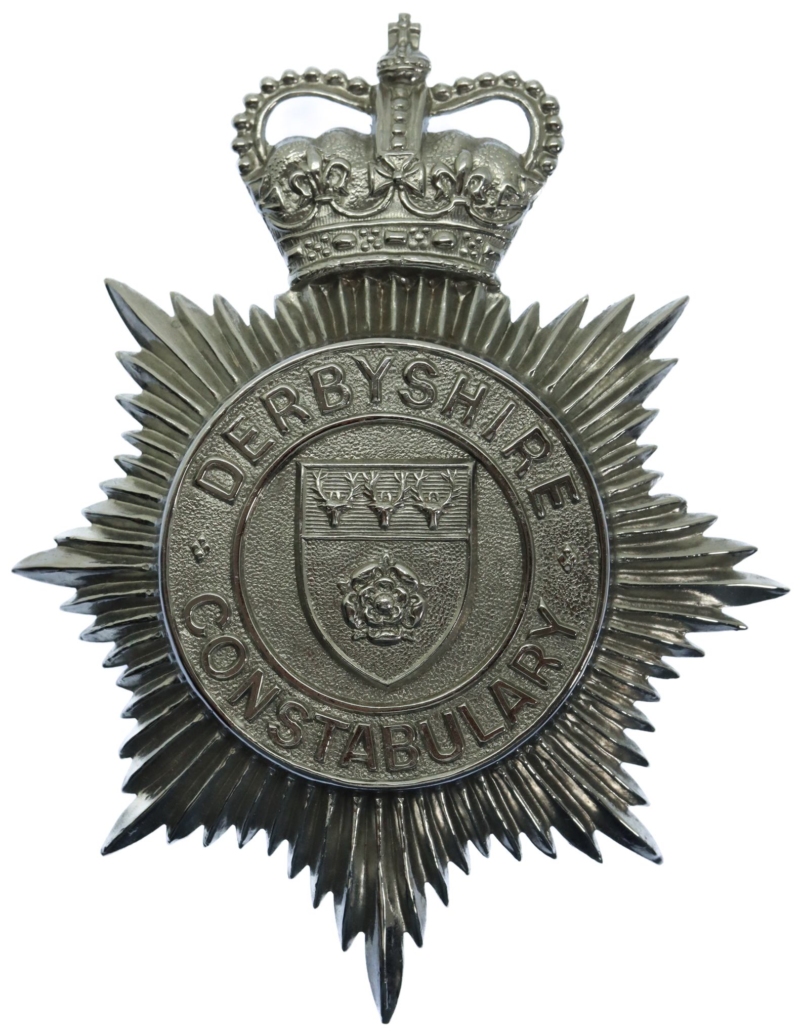 Derbyshire Constabulary Helmet Plate - Queen's Crown