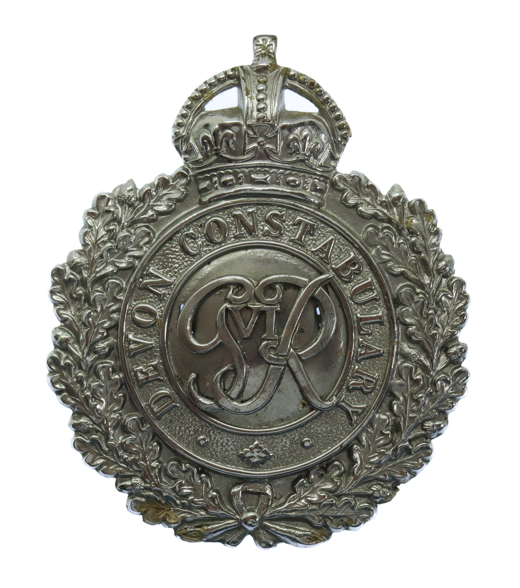George VI Devon Constabulary Wreath Helmet Plate