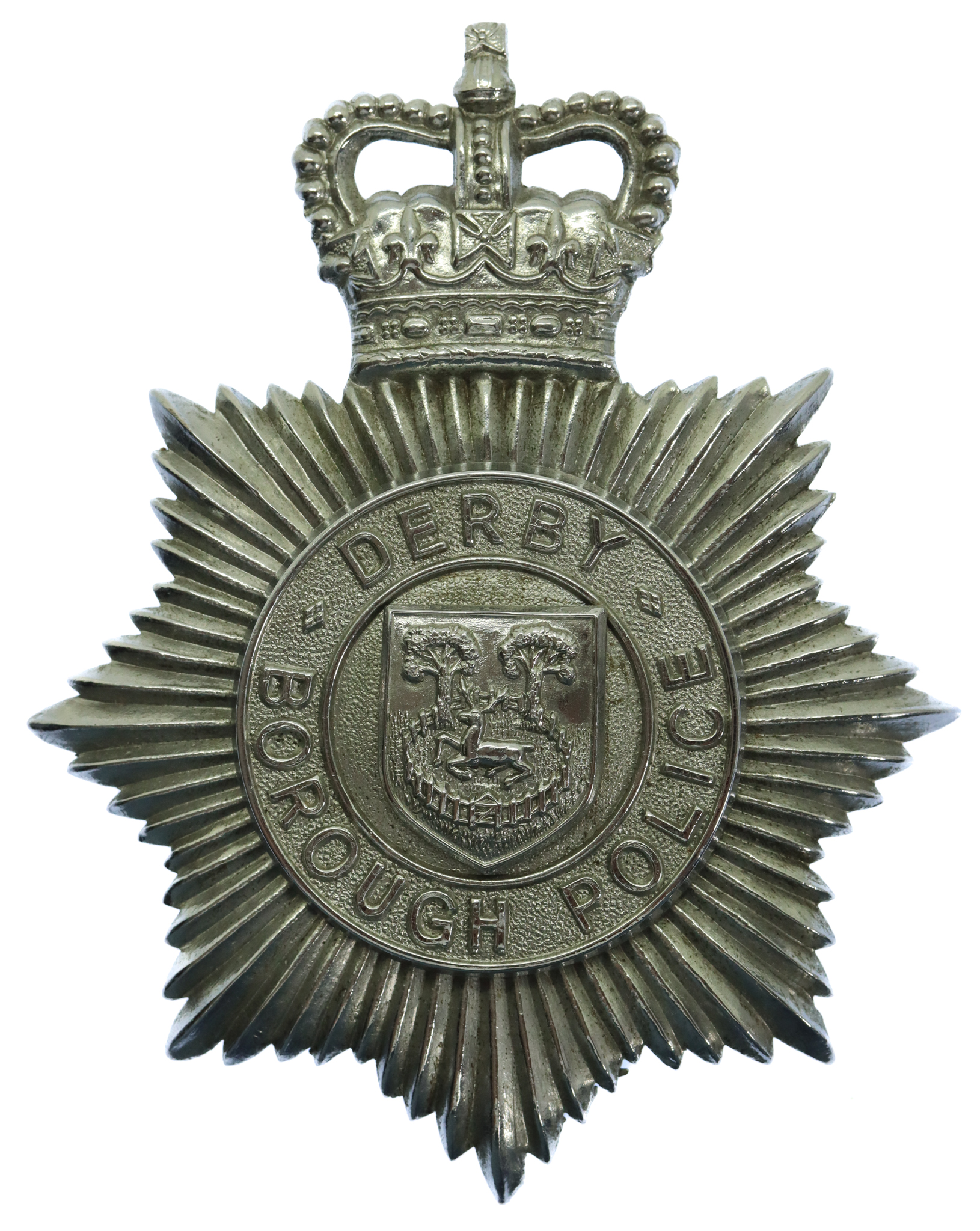 Derby Borough Police Helmet Plate - Queen's Crown