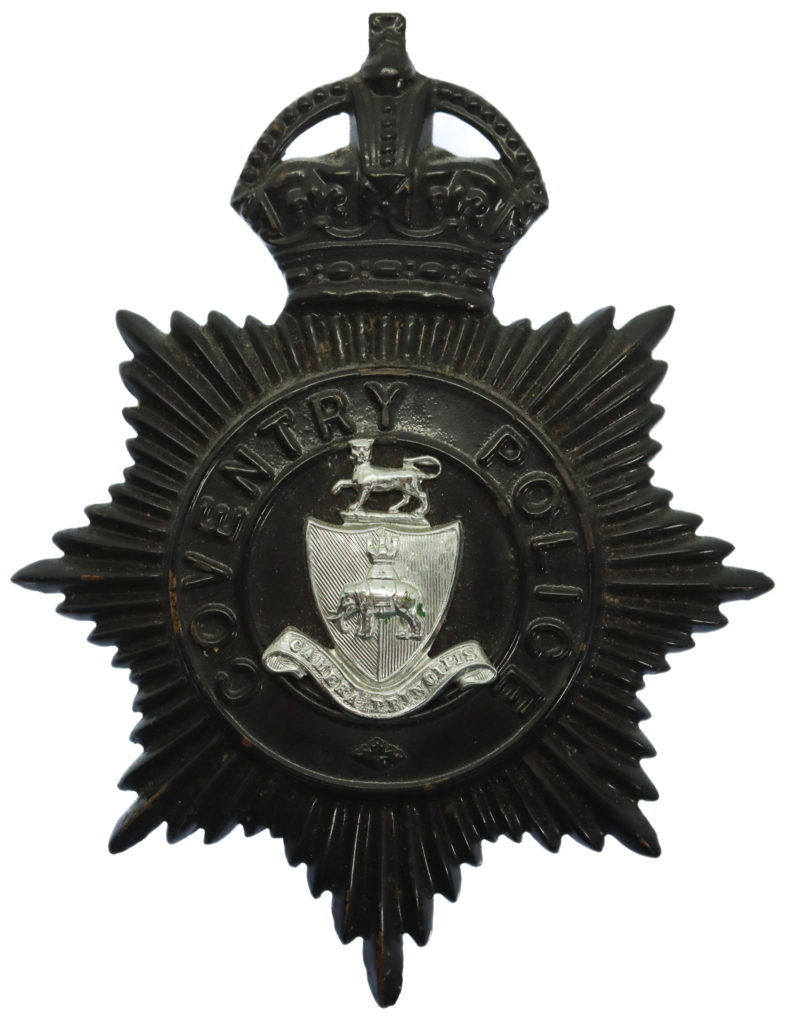 Coventry Police Black Helmet Plate - King's Crown