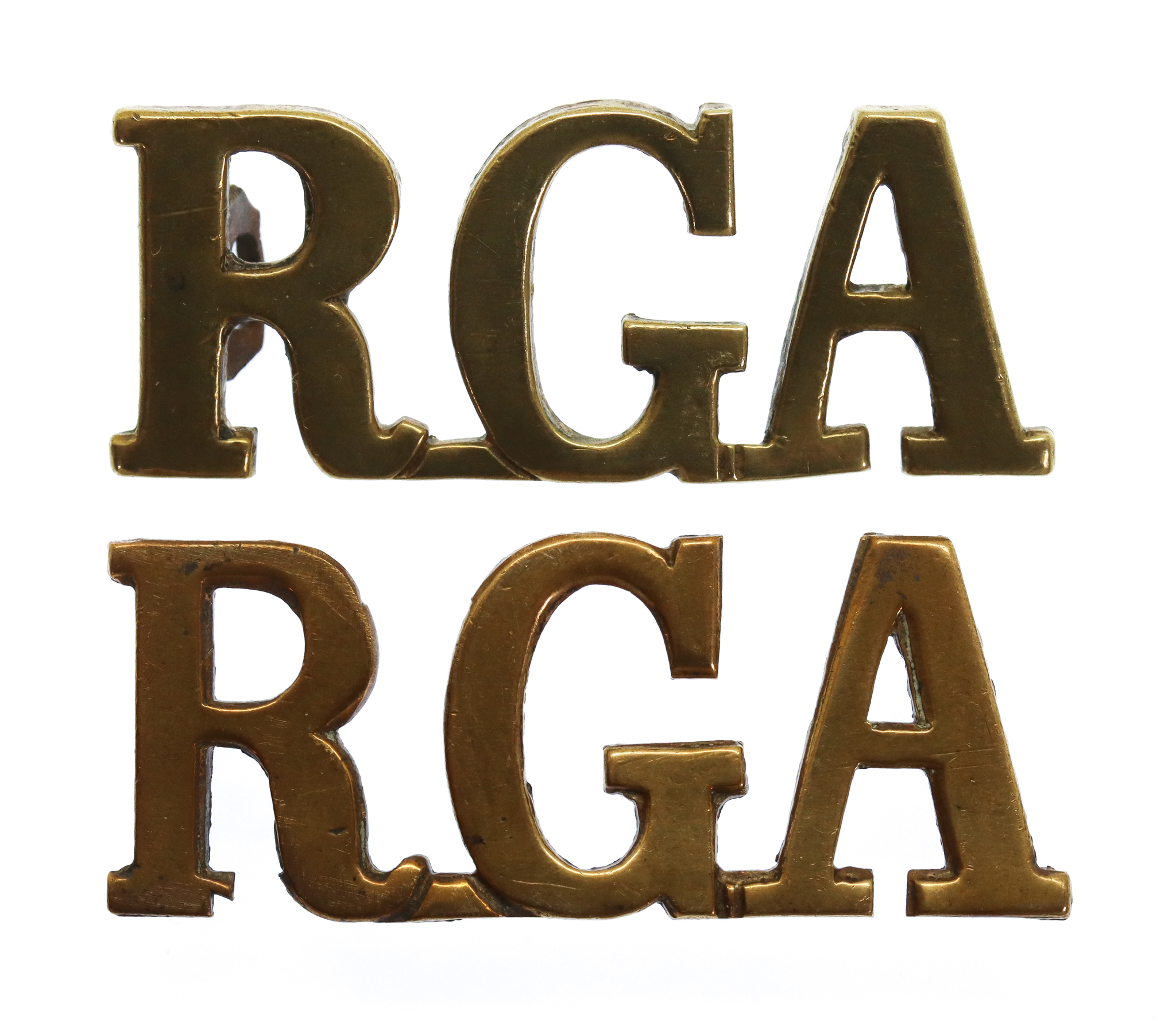 Pair of Royal Garrison Artillery (R.G.A.) Shoulder Titles