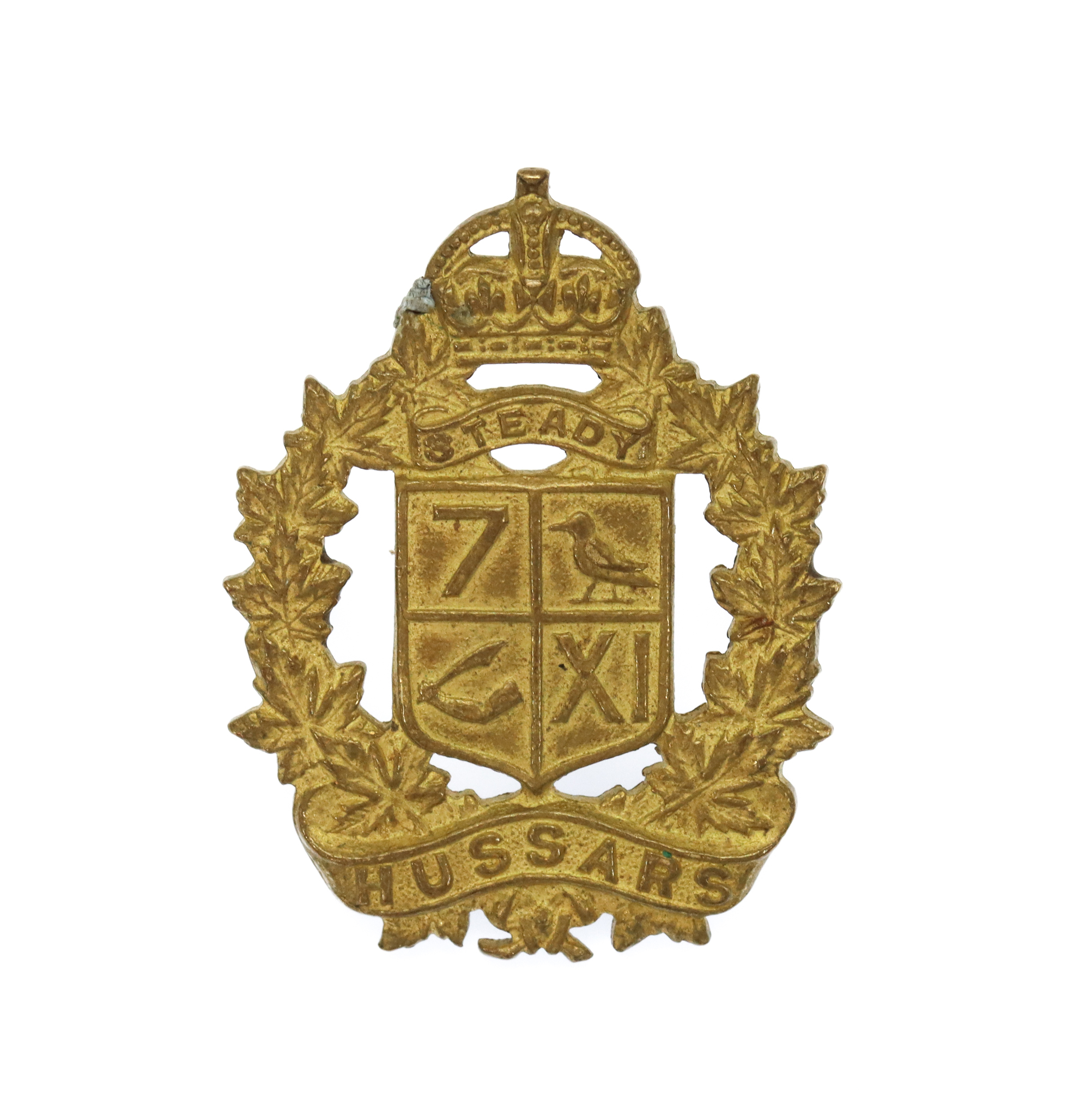 Canadian 7th/11th Hussars Collar Badge - King's Crown