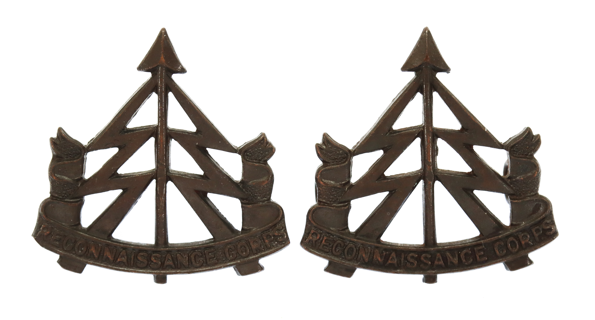 Pair of Reconnaissance Corps Officer's Service Dress Collar Badges