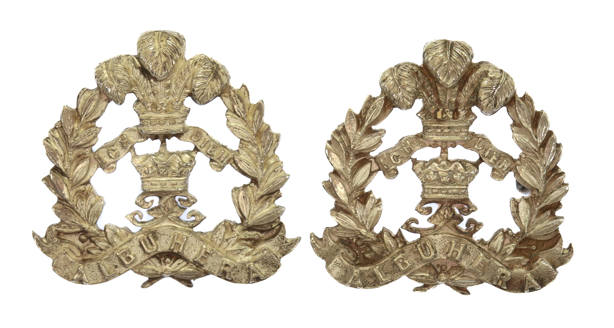 Pair of Middlesex Regiment Officer's Silver Collar Badges