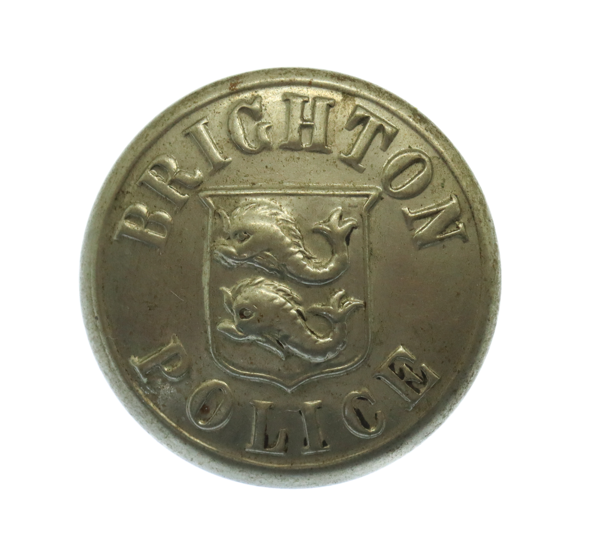 Brighton Borough Police White Metal Coat of Arms Button (24mm)