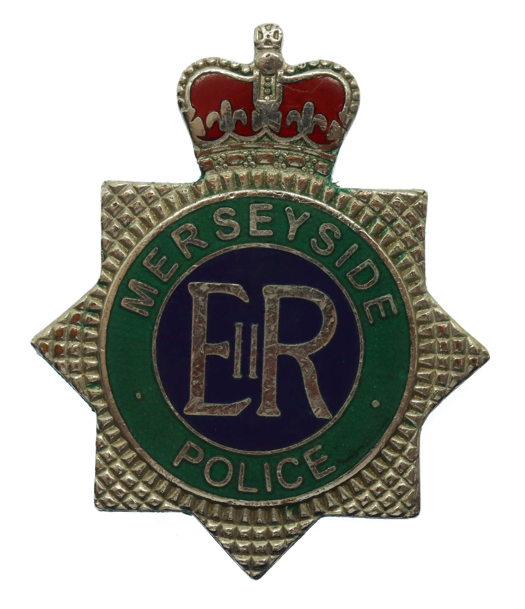 Merseyside Police Enamelled Warrant Card Badge - Queen's Crown