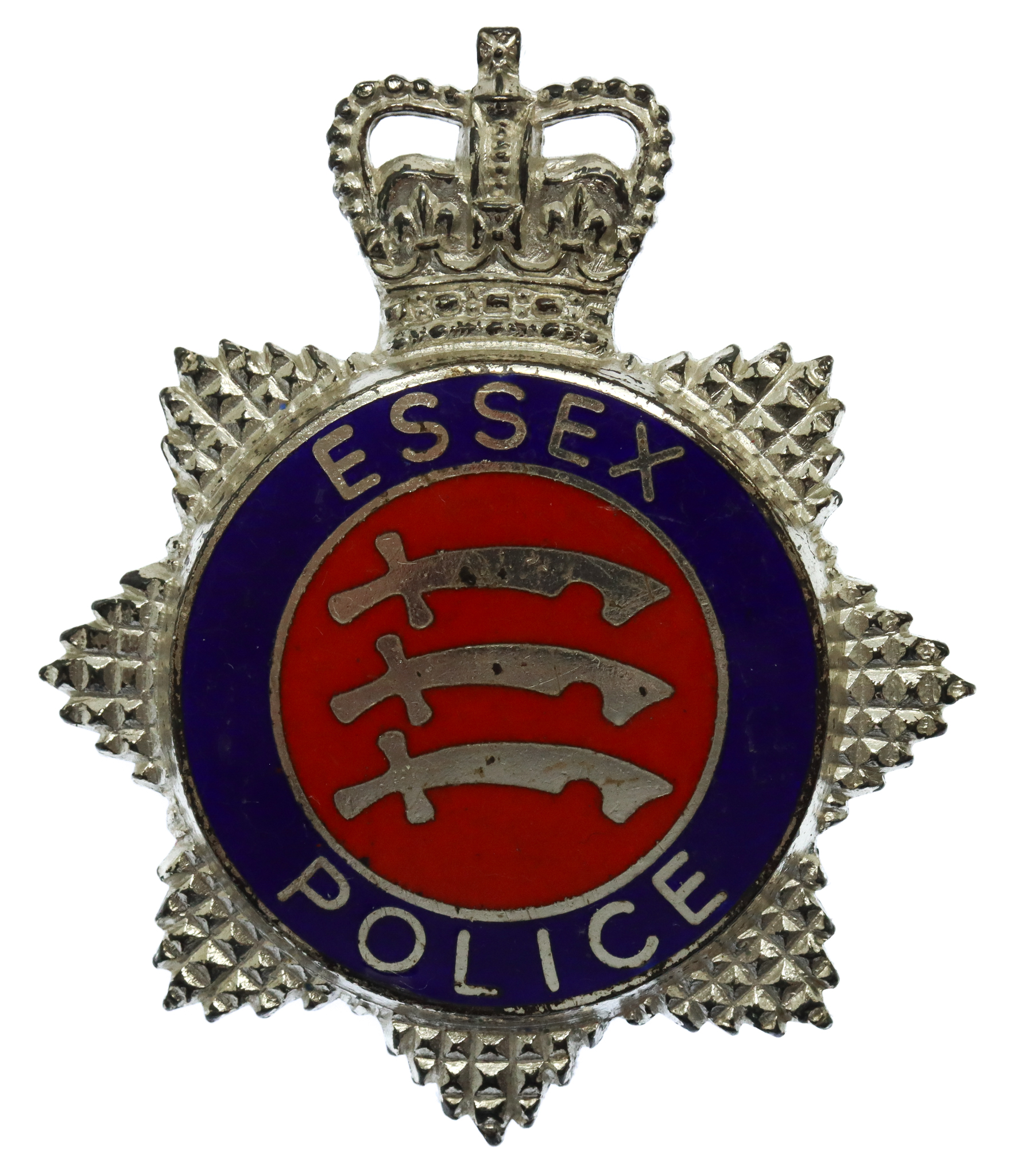 Essex Police 1973 Hallmarked Silver Senior Officer's Cap Badge - Queen's Crown