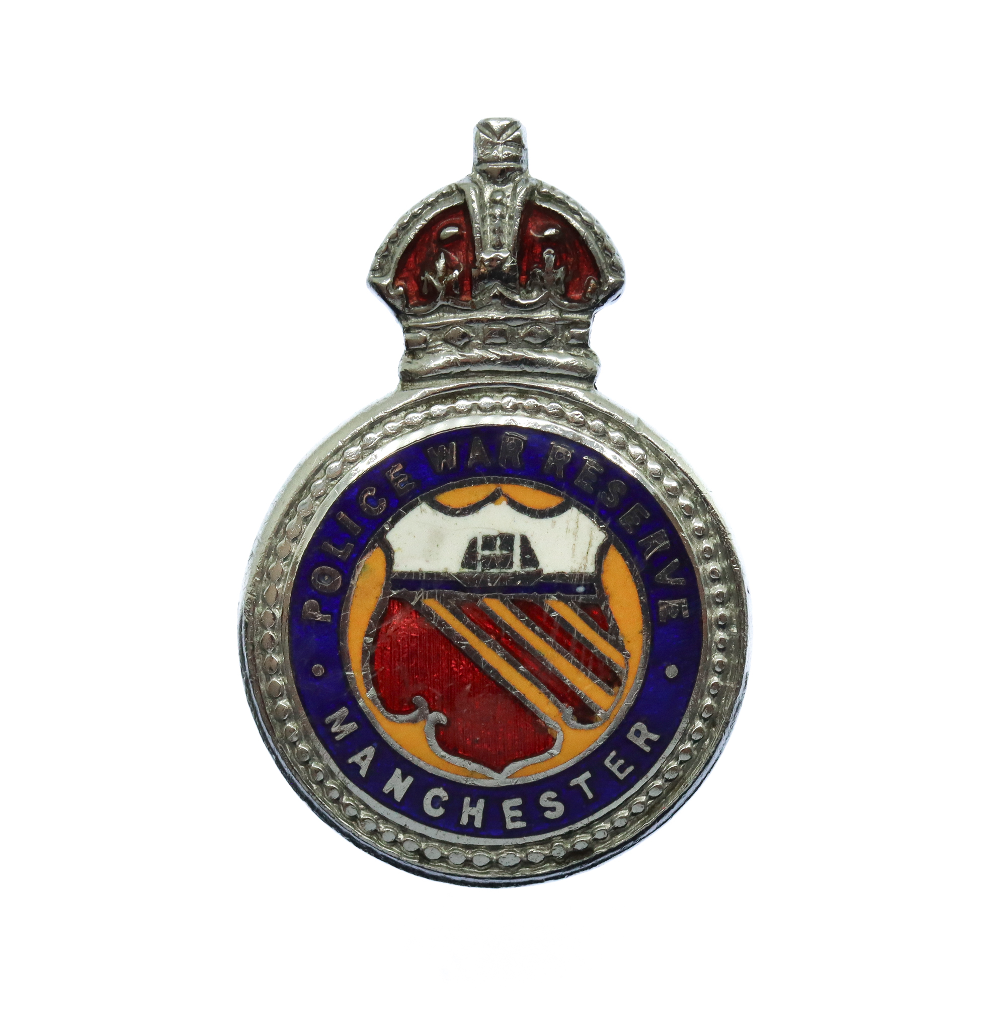 Manchester City Police War Reserve Enamelled Lapel Badge - King's Crown
