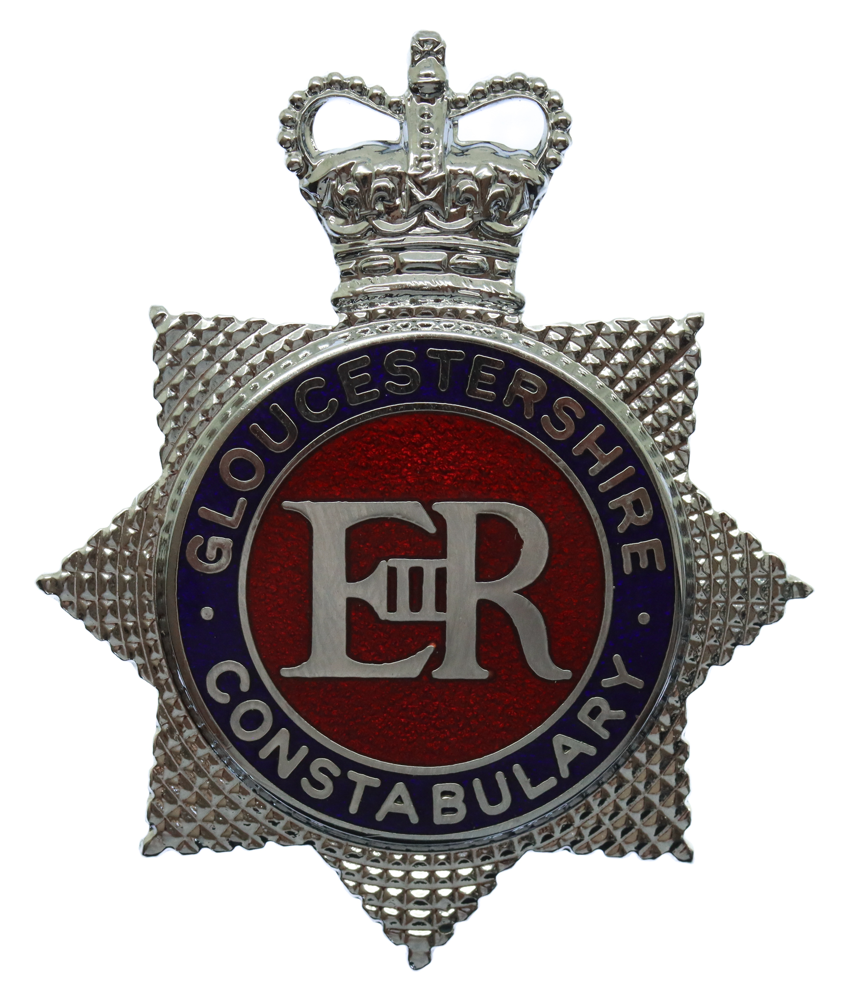 Gloucestershire Constabulary Enamelled Star Cap Badge - Queen's Crown
