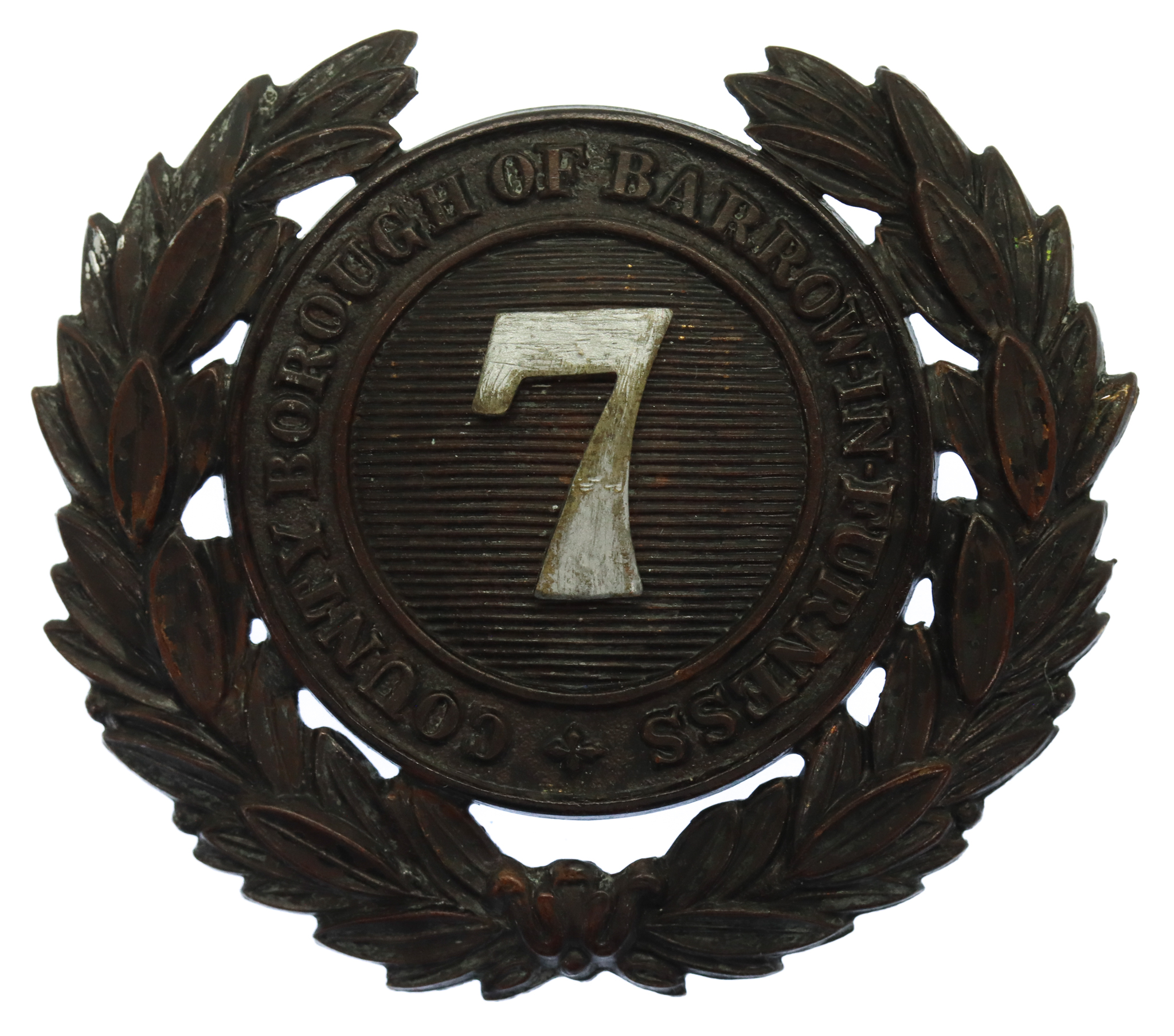 County Borough of Barrow-in-Furness Police Black Wreath Helmet Plate (7)