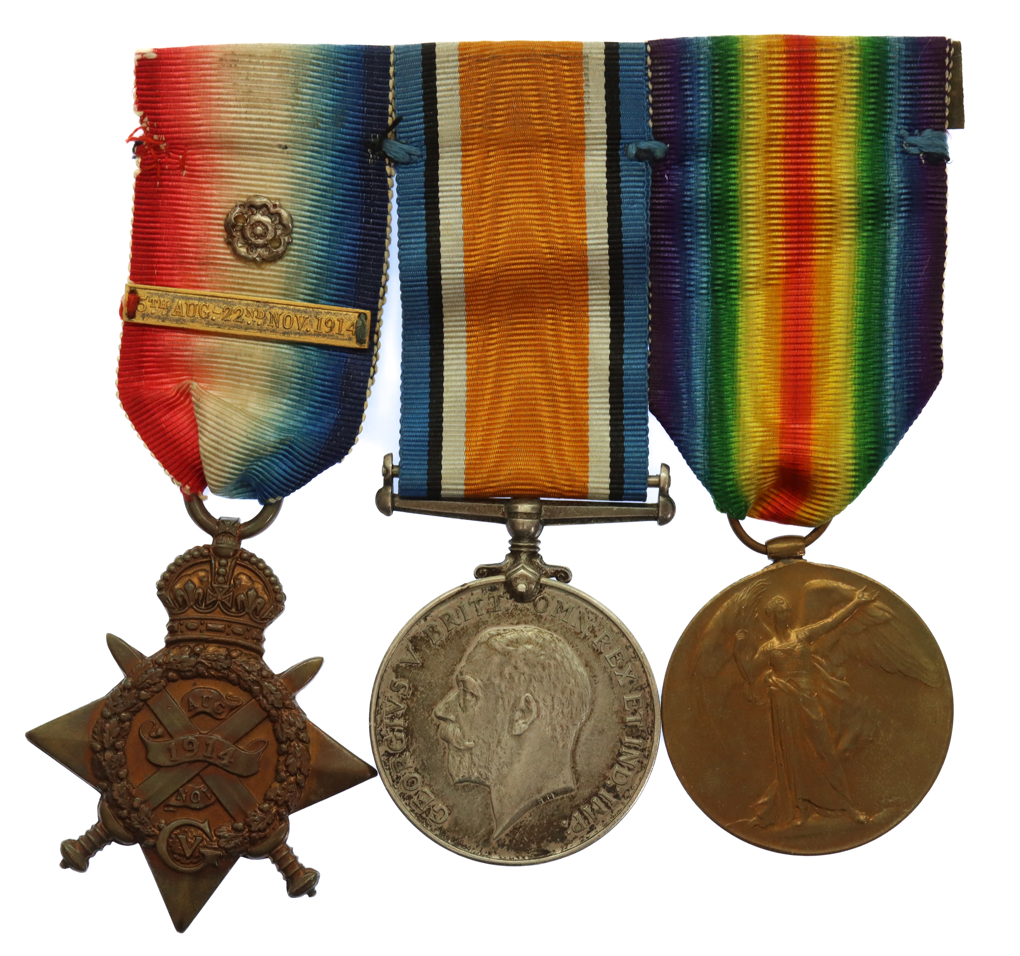 WW1 1914 Mons Star Medal Trio - Dvr. H.C. Moore, Royal Field Artillery