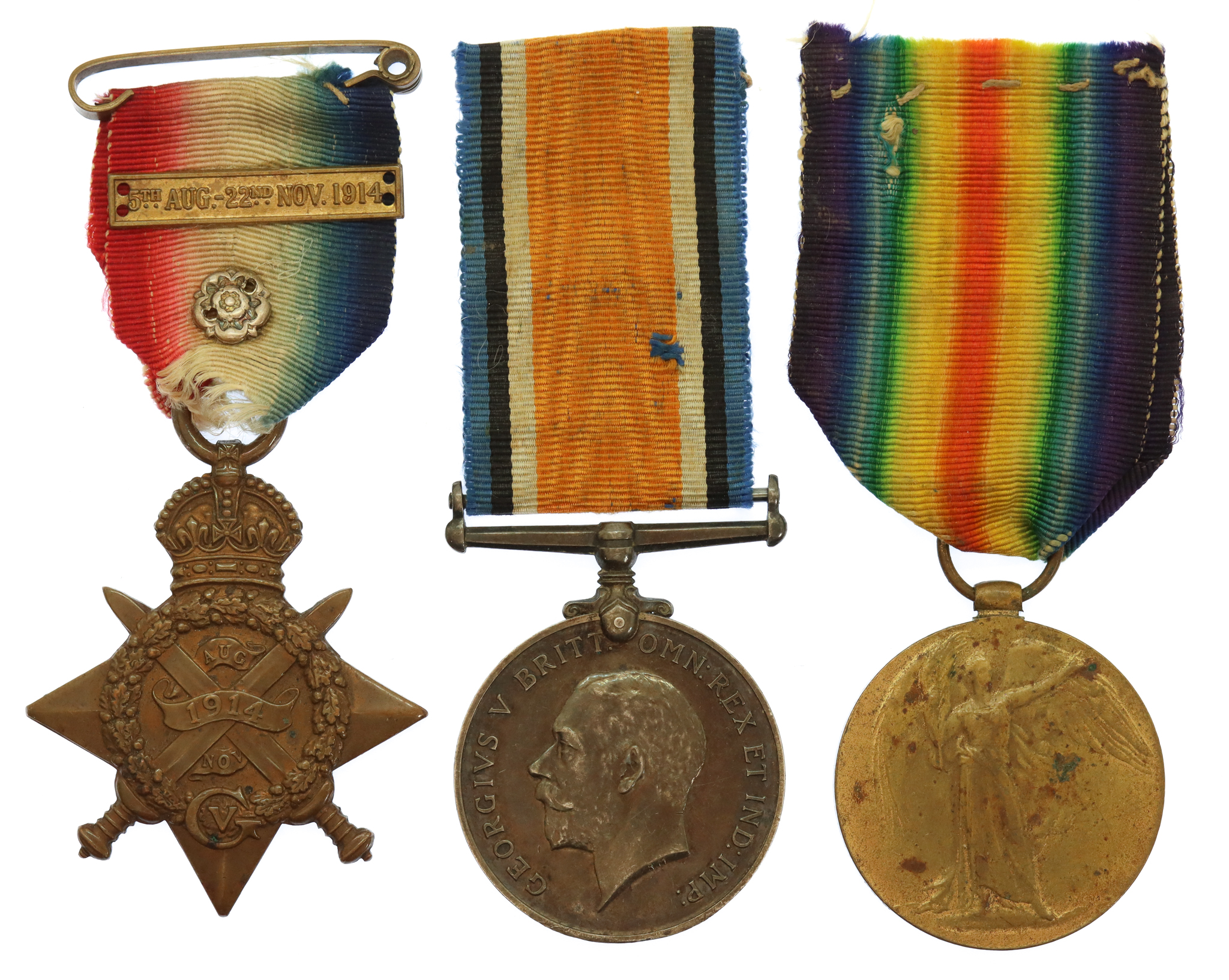 WW1 1914 Mons Star Medal Trio - Pte. T. Masters, Worcestershire Regiment