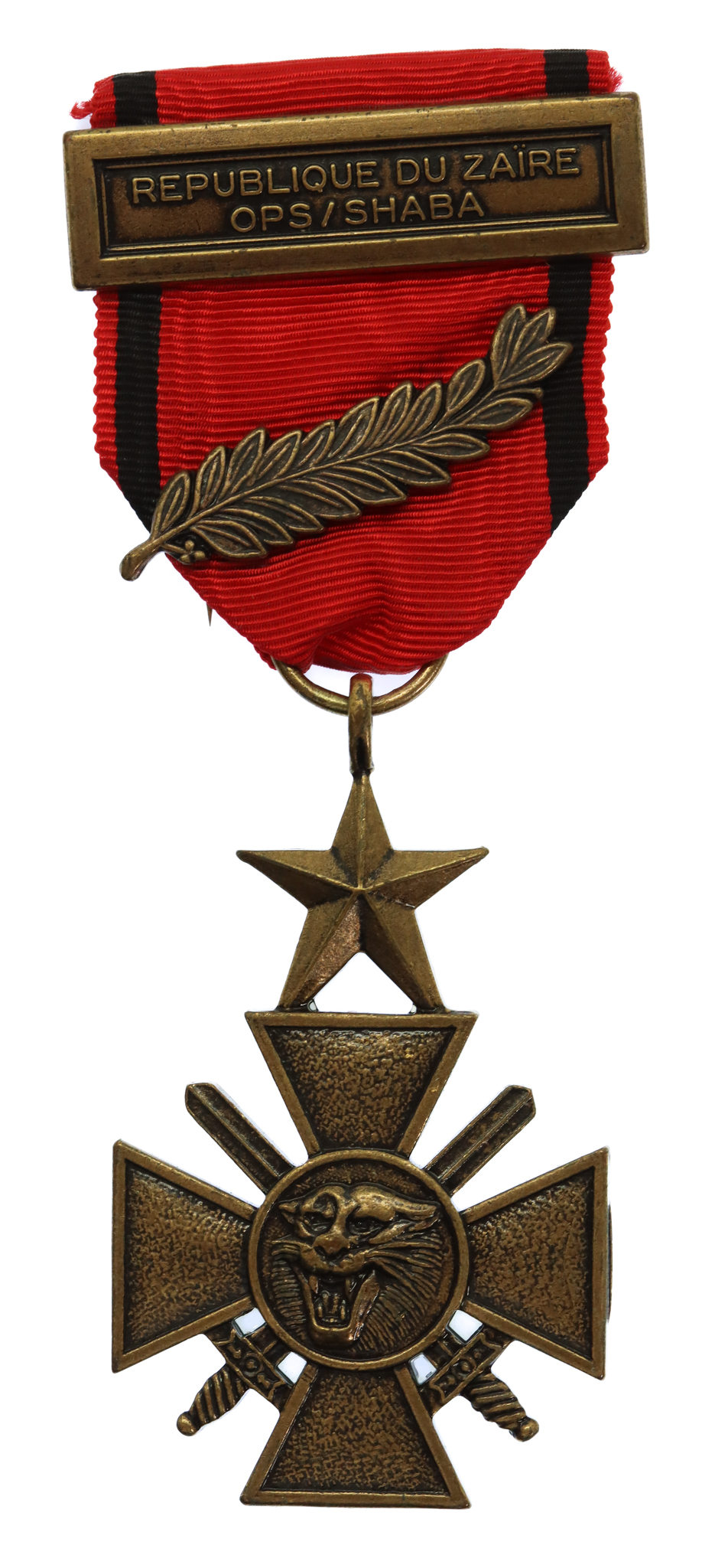 Congo Zaire War Cross with Republique du Zaire Ops/Shaba Clasp and Palms
