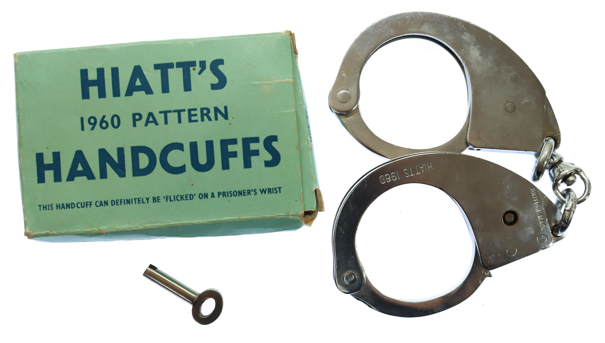Hiatts 1960 Pattern Police Handcuffs with Key in Original Box