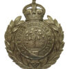 Worcestershire Constabulary White Metal Wreath Cap Badge - King's Crown