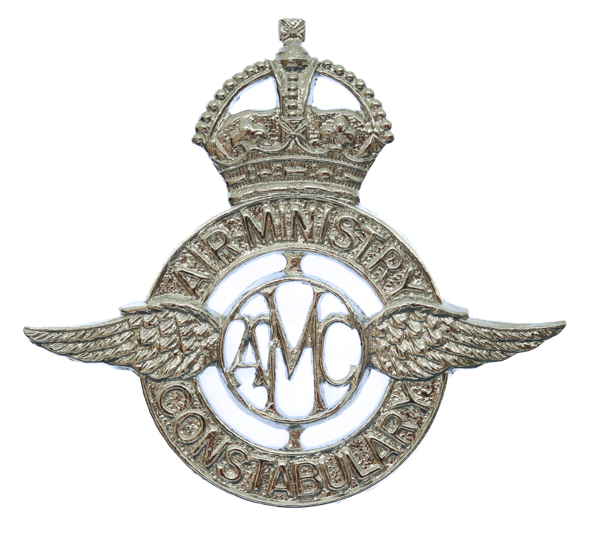 Air Ministry Constabulary Chrome Cap Badge - King's Crown