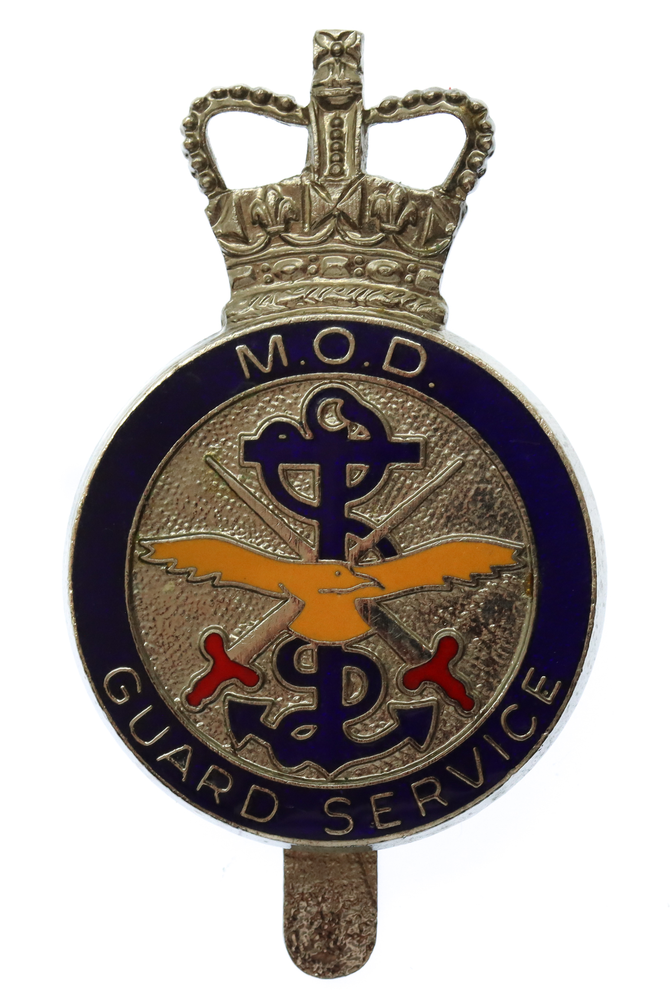 Ministry of Defence (M.O.D.) Guard Service Enamel Cap Badge - Queen's Crown