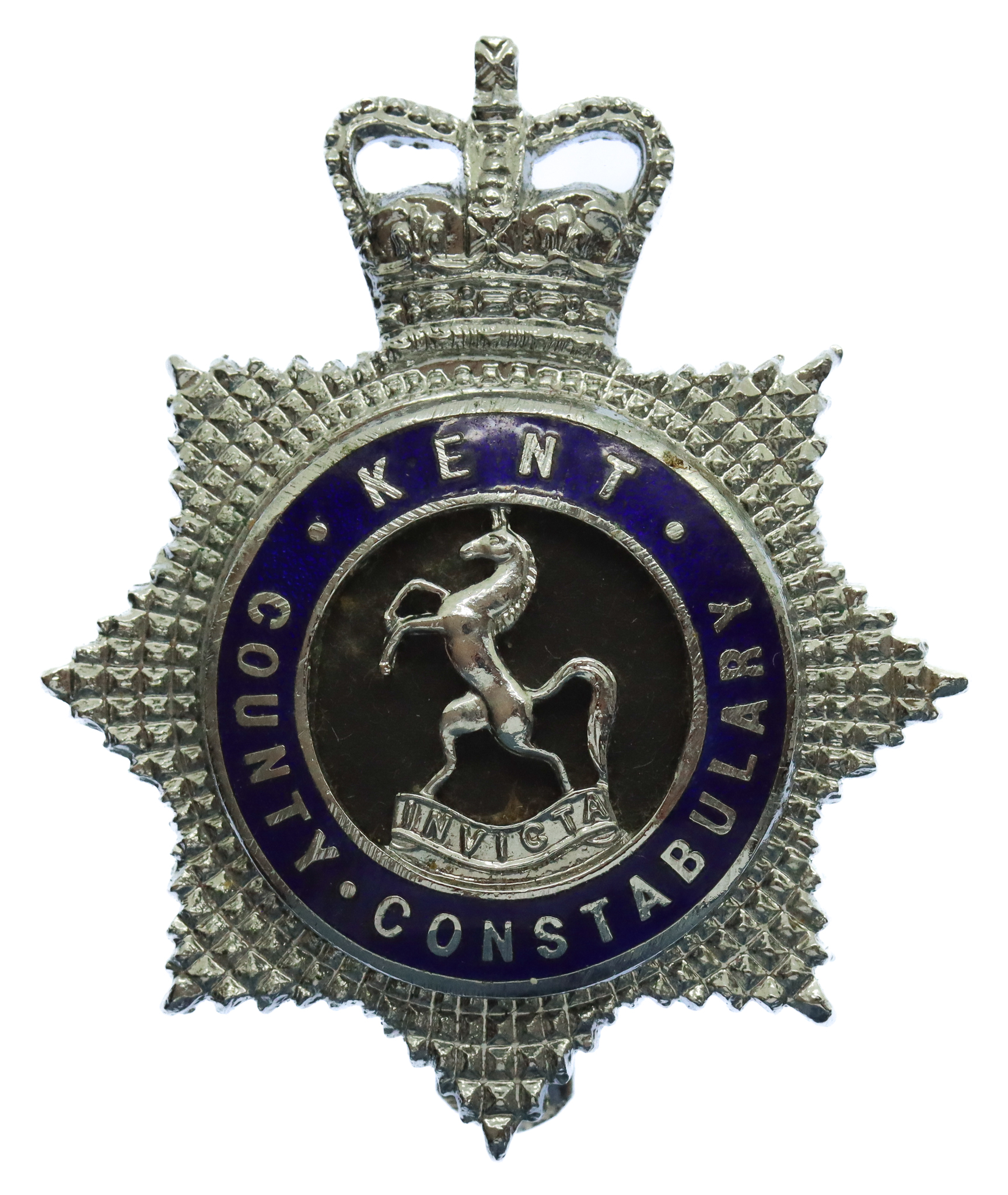 Kent County Constabulary Enamelled Star Cap Badge - Queen's Crown