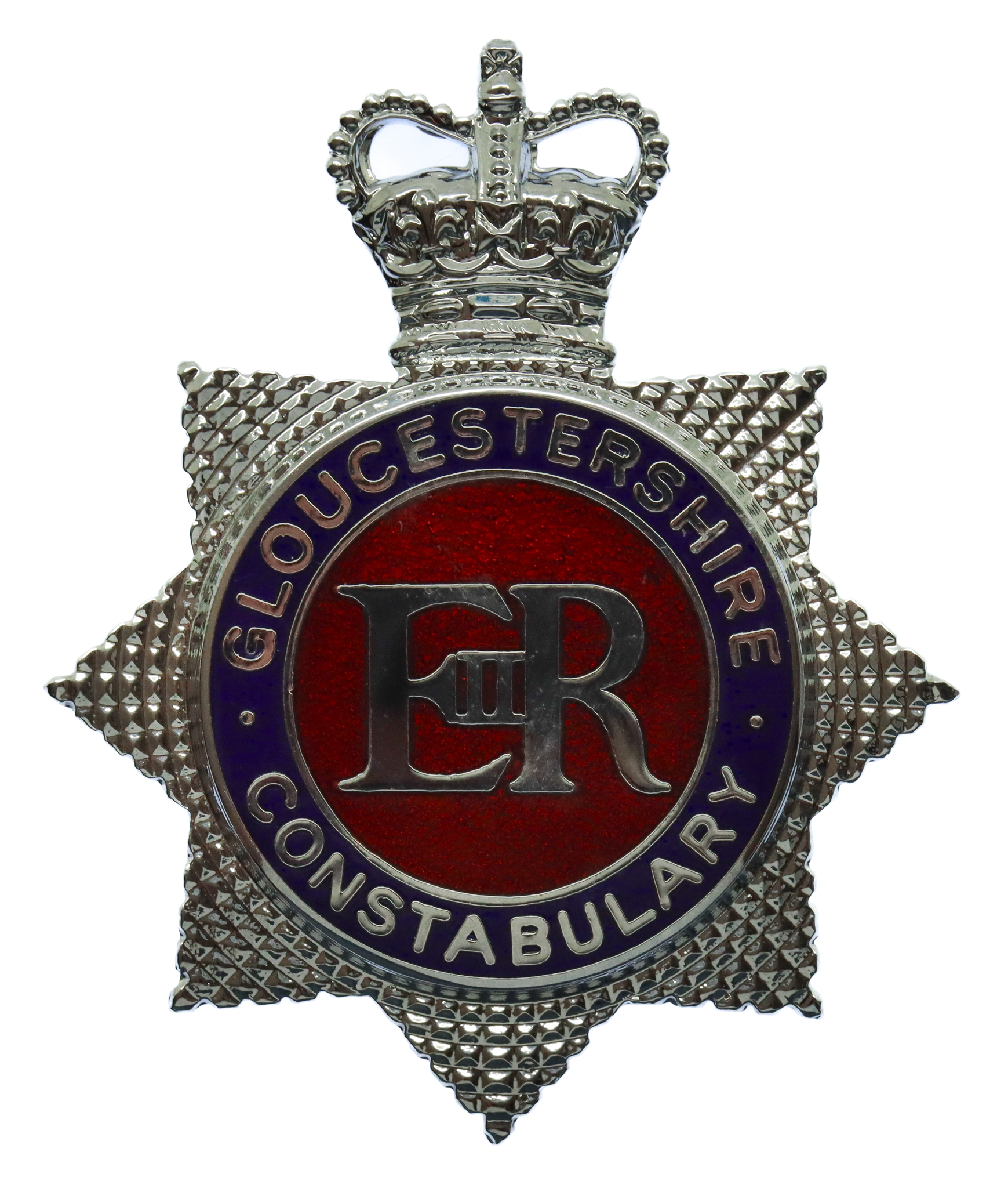 Gloucestershire Constabulary Enamelled Cap Badge - Queen's Crown