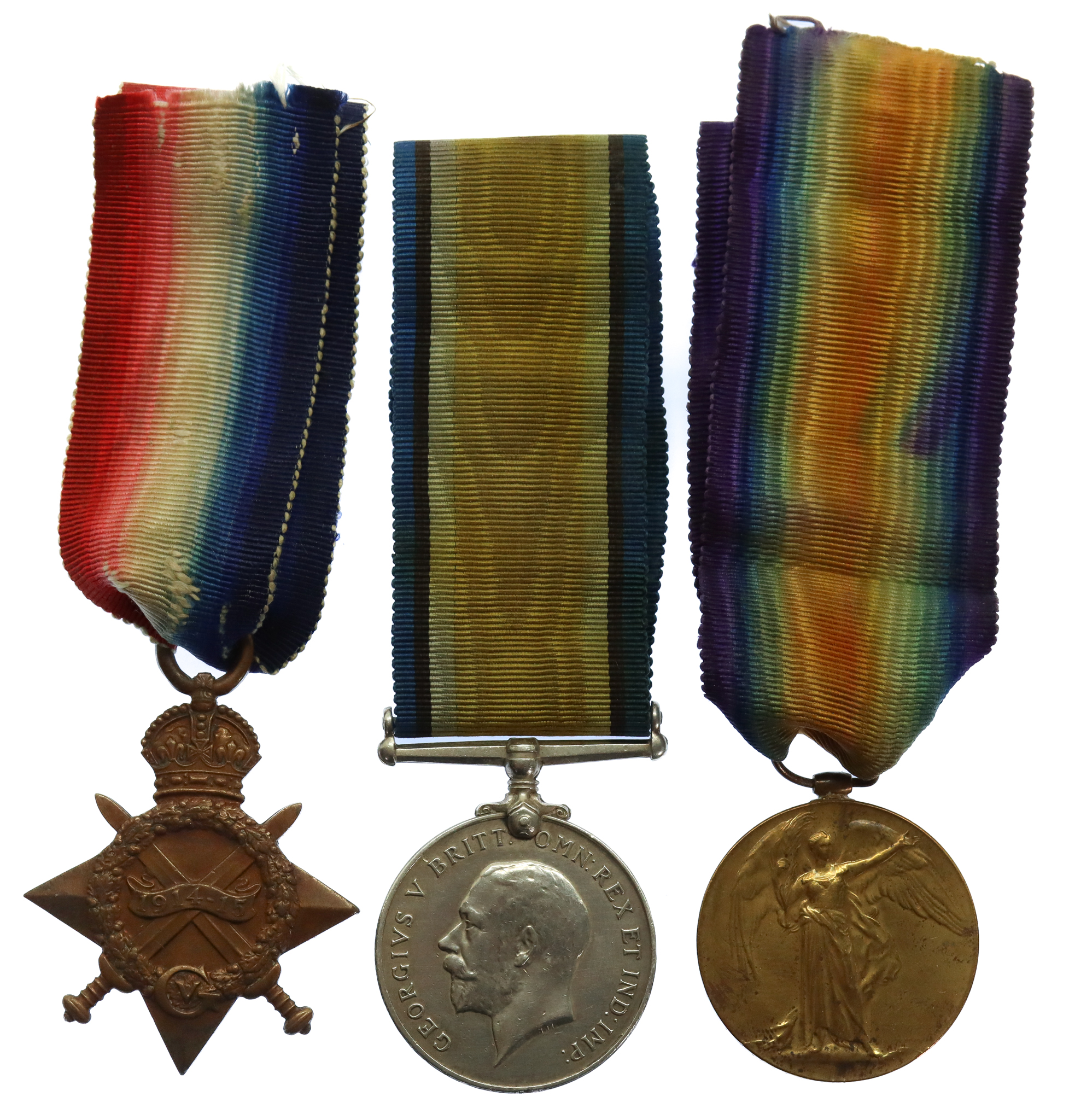 WW1 1914-15 Star Medal Trio - Pte. T. King, King's Own Yorkshire Light Infantry - Wounded