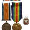 WW1 British War & Victory Medal Pair and Hallmarked Silver USDAW Membership Fob - Cpl. A. Armitage, York & Lancaster Regiment