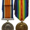 WW1 British War & Victory Medal Pair - Pte. R. Peck, Scottish Rifles (Cameronians) - Wounded