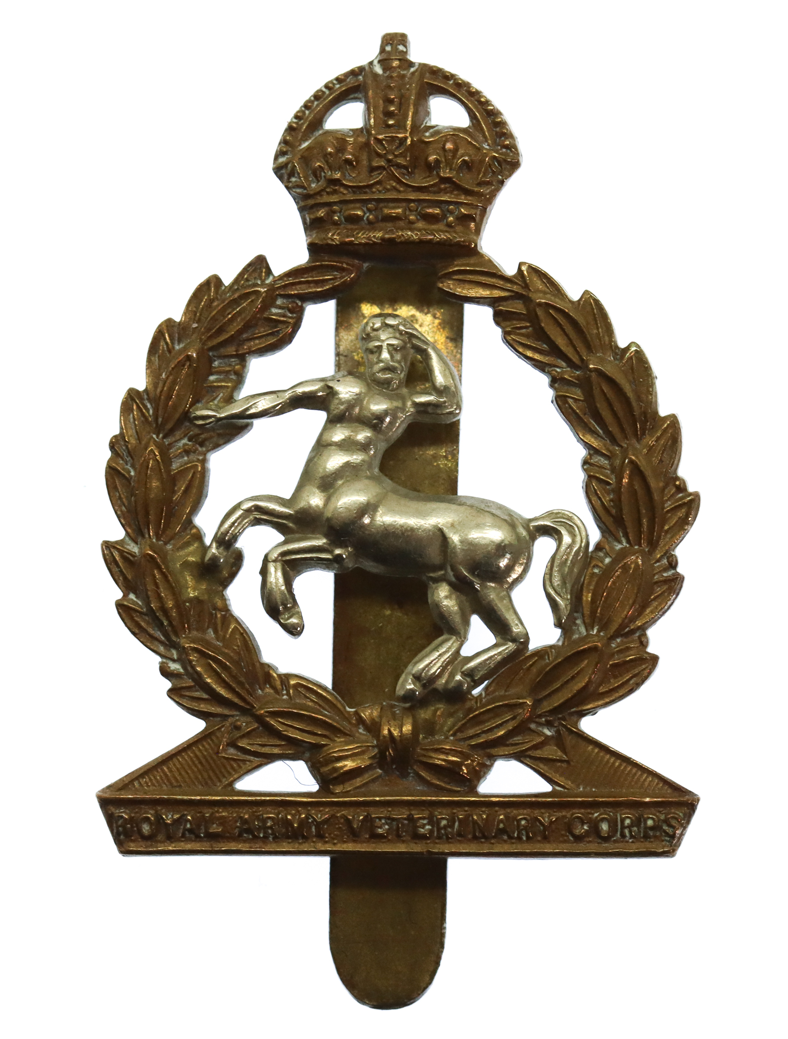 Royal Army Veterinary Corps (R.A.V.C.) Bi-Metal Cap Badge - King's Crown