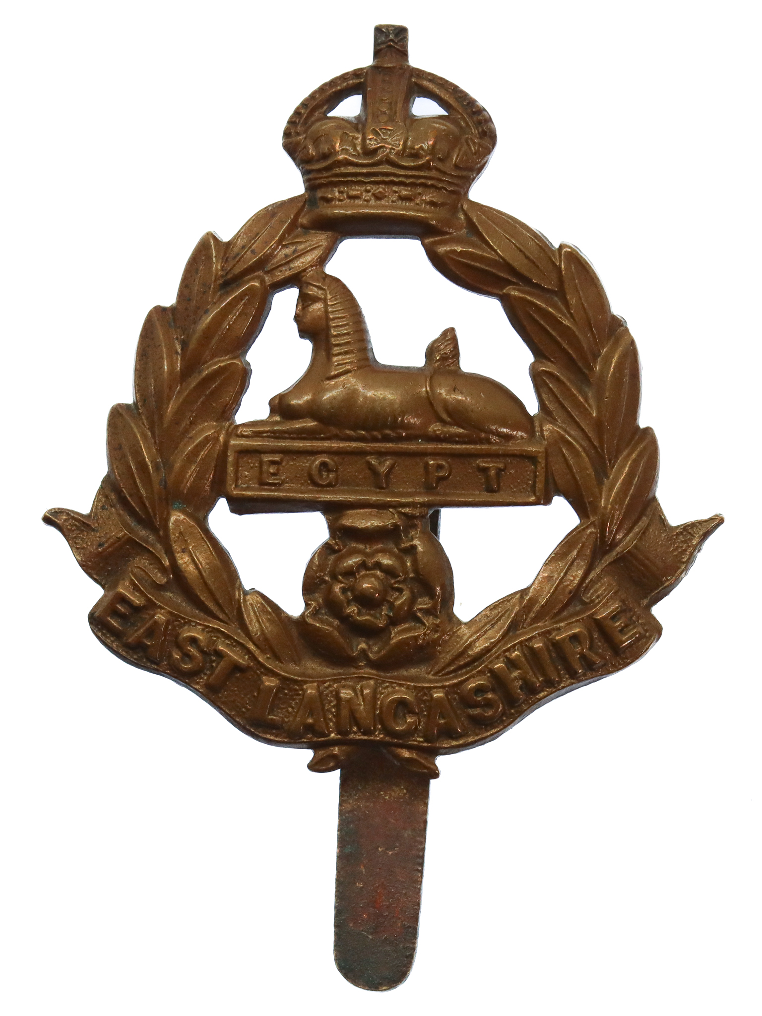 East Lancashire Regiment WW1 All Brass Economy Cap Badge 