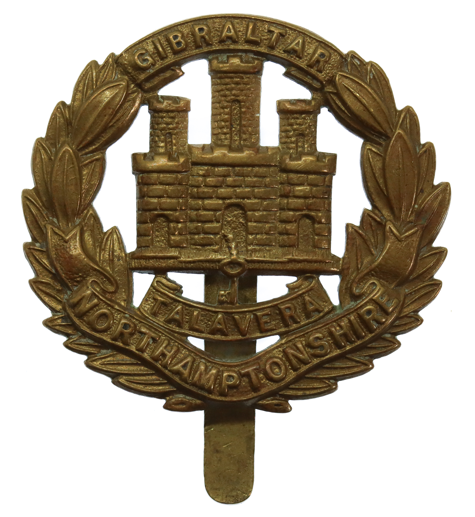 Northamptonshire Regiment WW1 All Brass Economy Cap Badge