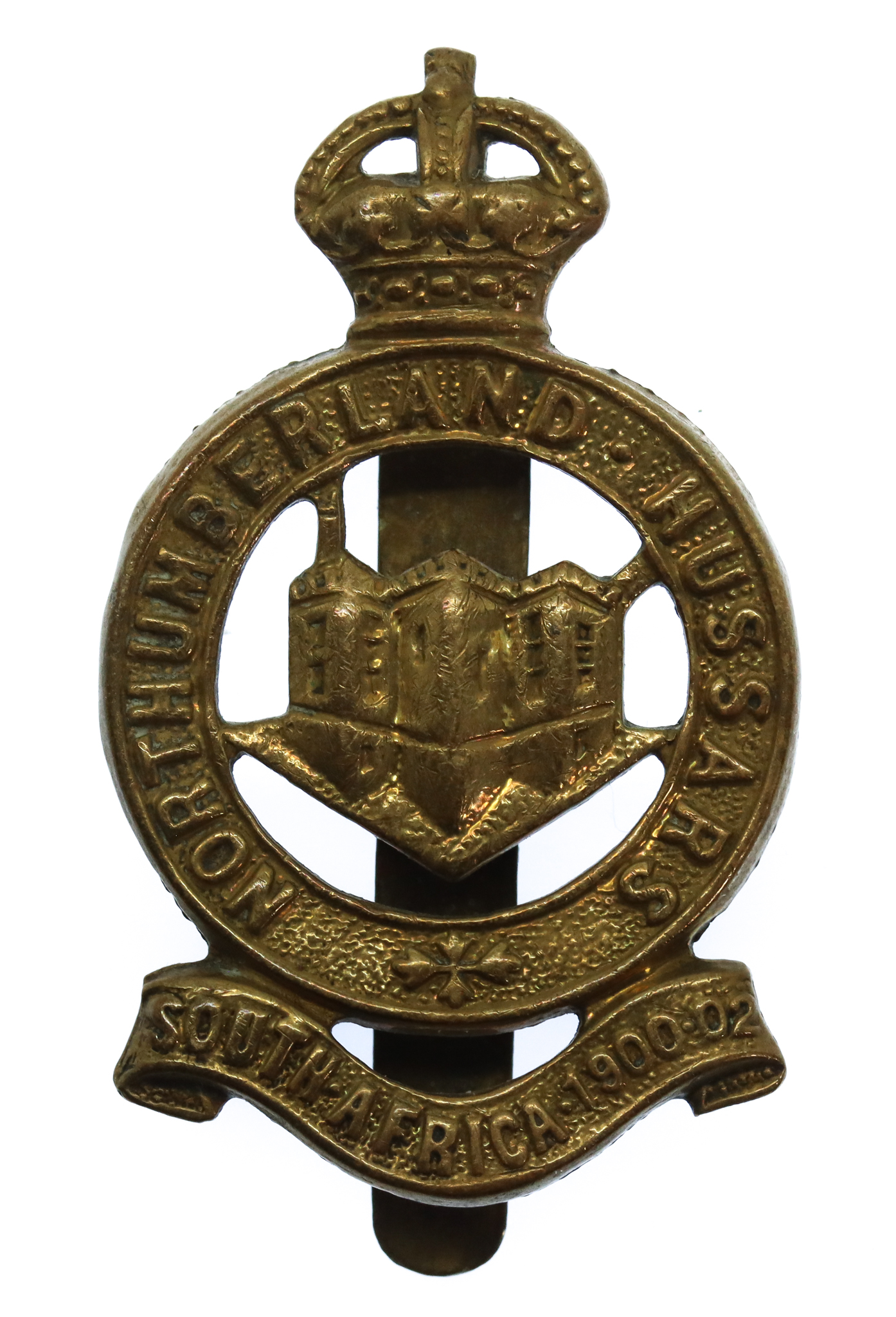 Northumberland Hussars Brass Cap Badge - King's Crown
