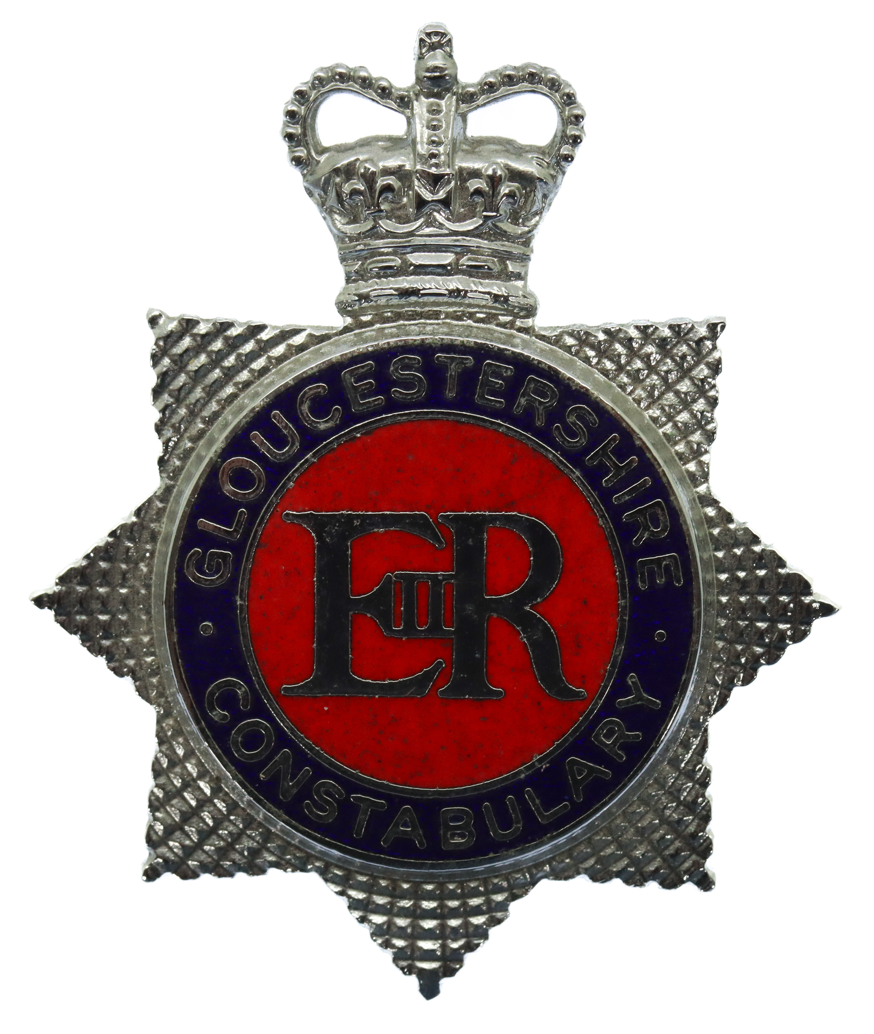 Gloucestershire Constabulary Enamelled Cap Badge - Queen's Crown