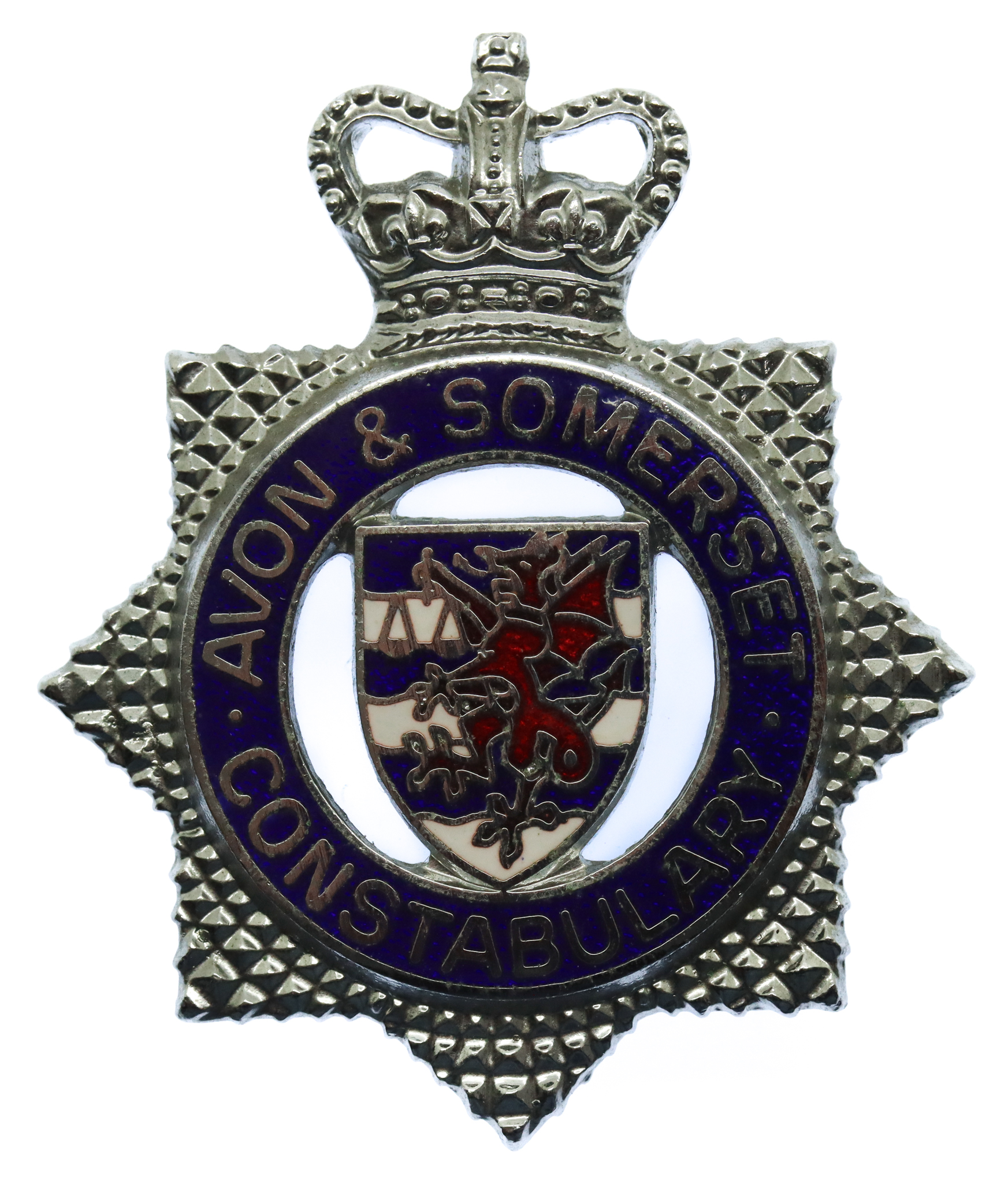 Avon & Somerset Constabulary Enamelled Star Cap Badge - Queen's Crown