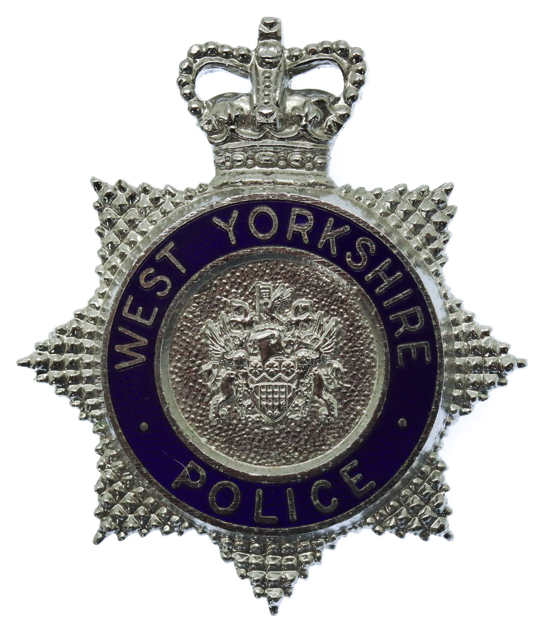 West Yorkshire Police Enamelled Star Cap Badge - Queen's Crown