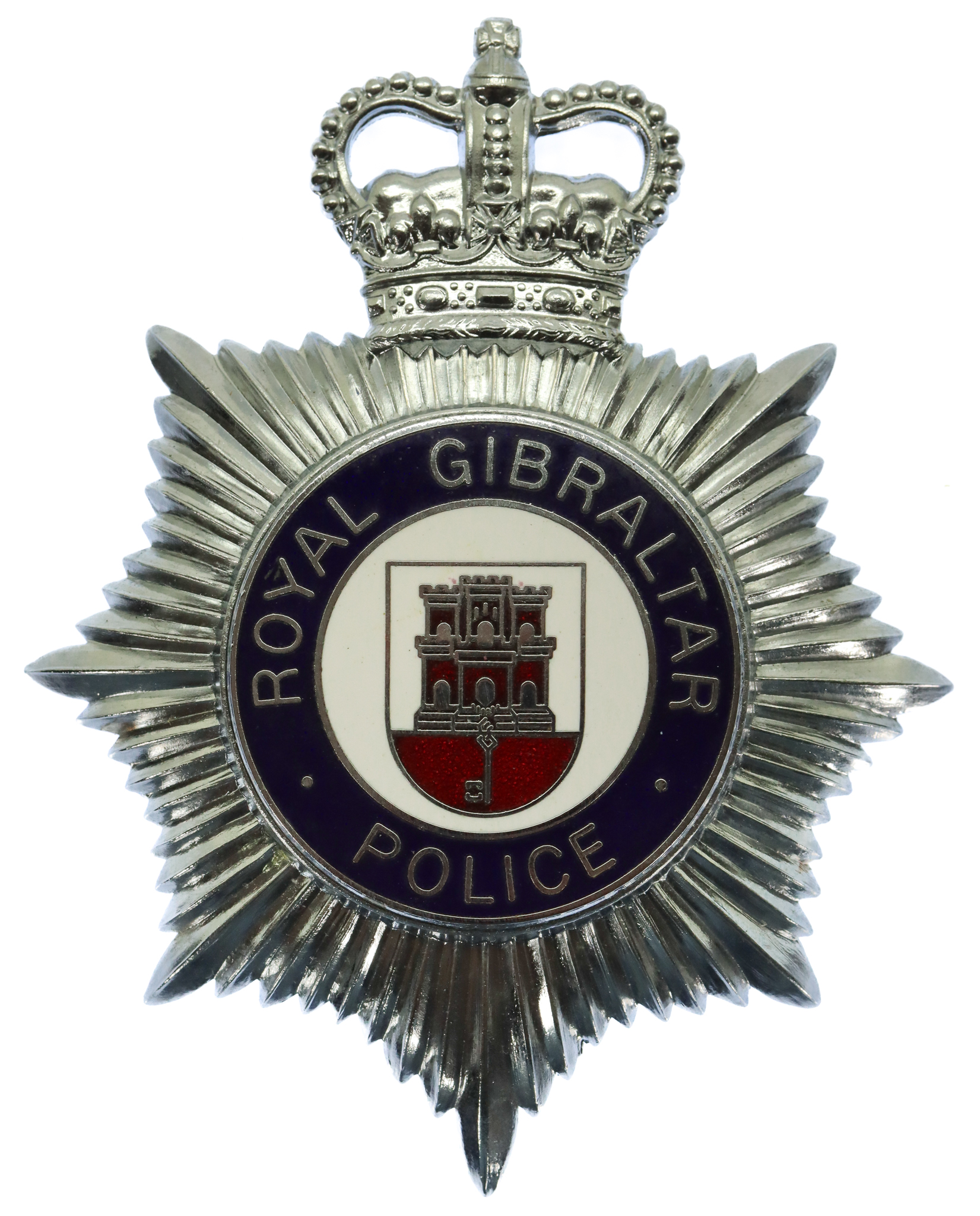 Royal Gibraltar Police Enamelled Helmet Plate - Queen's Crown