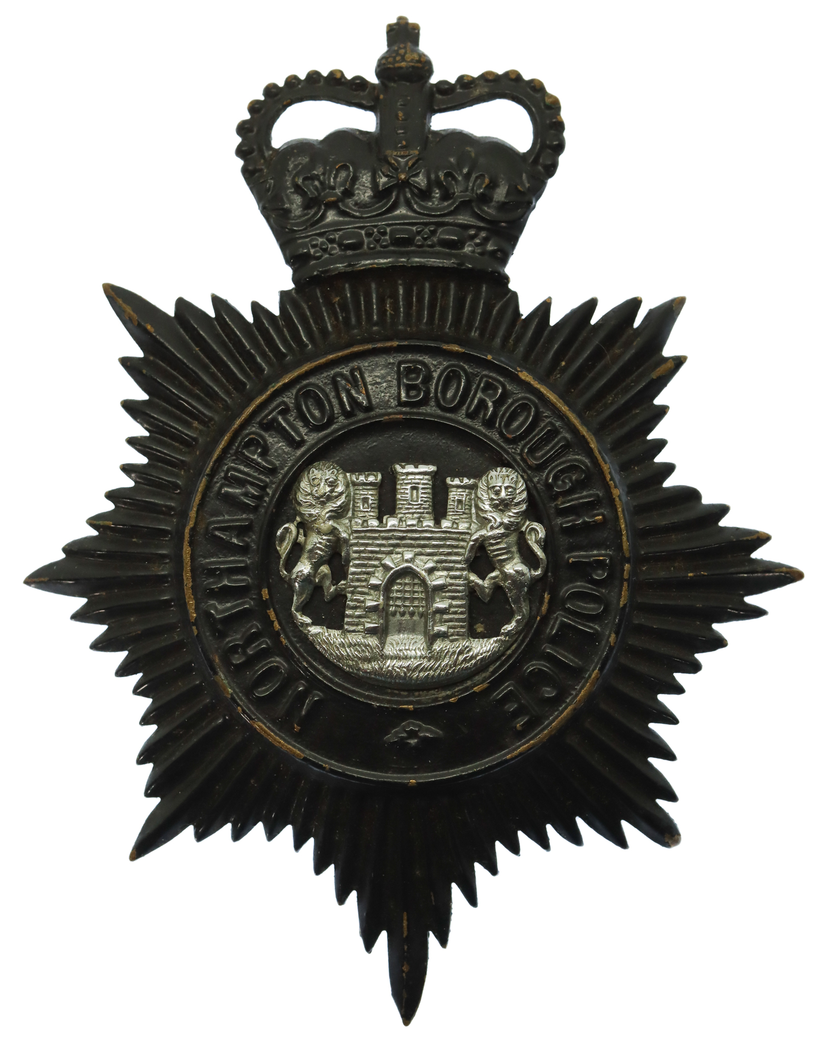 Northampton Borough Police Night Helmet Plate - Queen's Crown