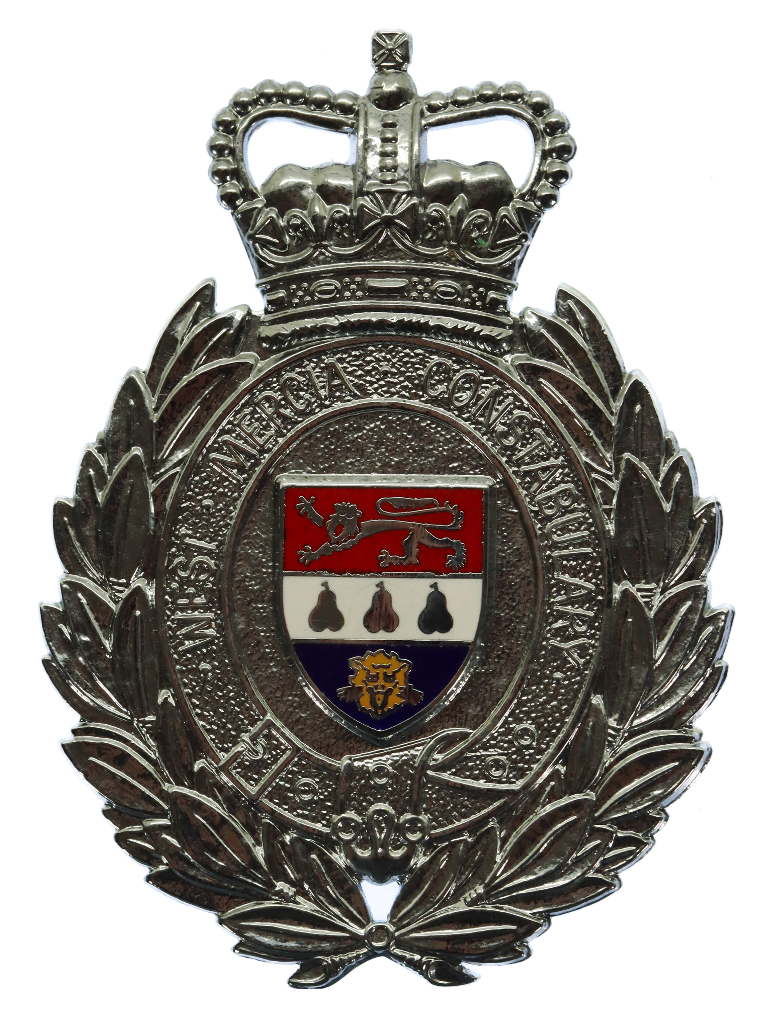 West Mercia Constabulary Enamelled Helmet Plate - Queen's Crown