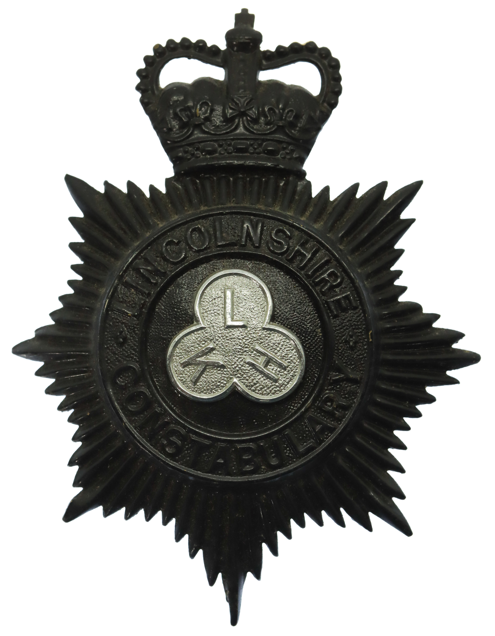 Lincolnshire Constabulary Night Helmet Plate - Queen's Crown