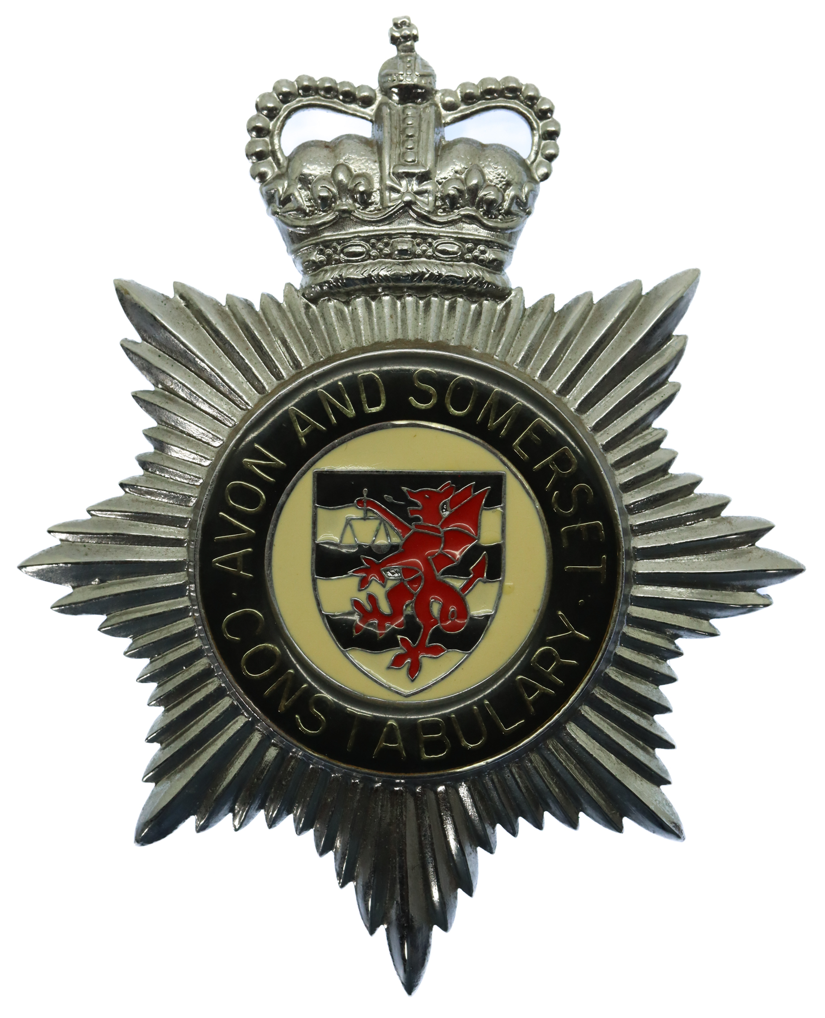 Avon & Somerset Constabulary Enamelled Helmet Plate - Queen's Crown