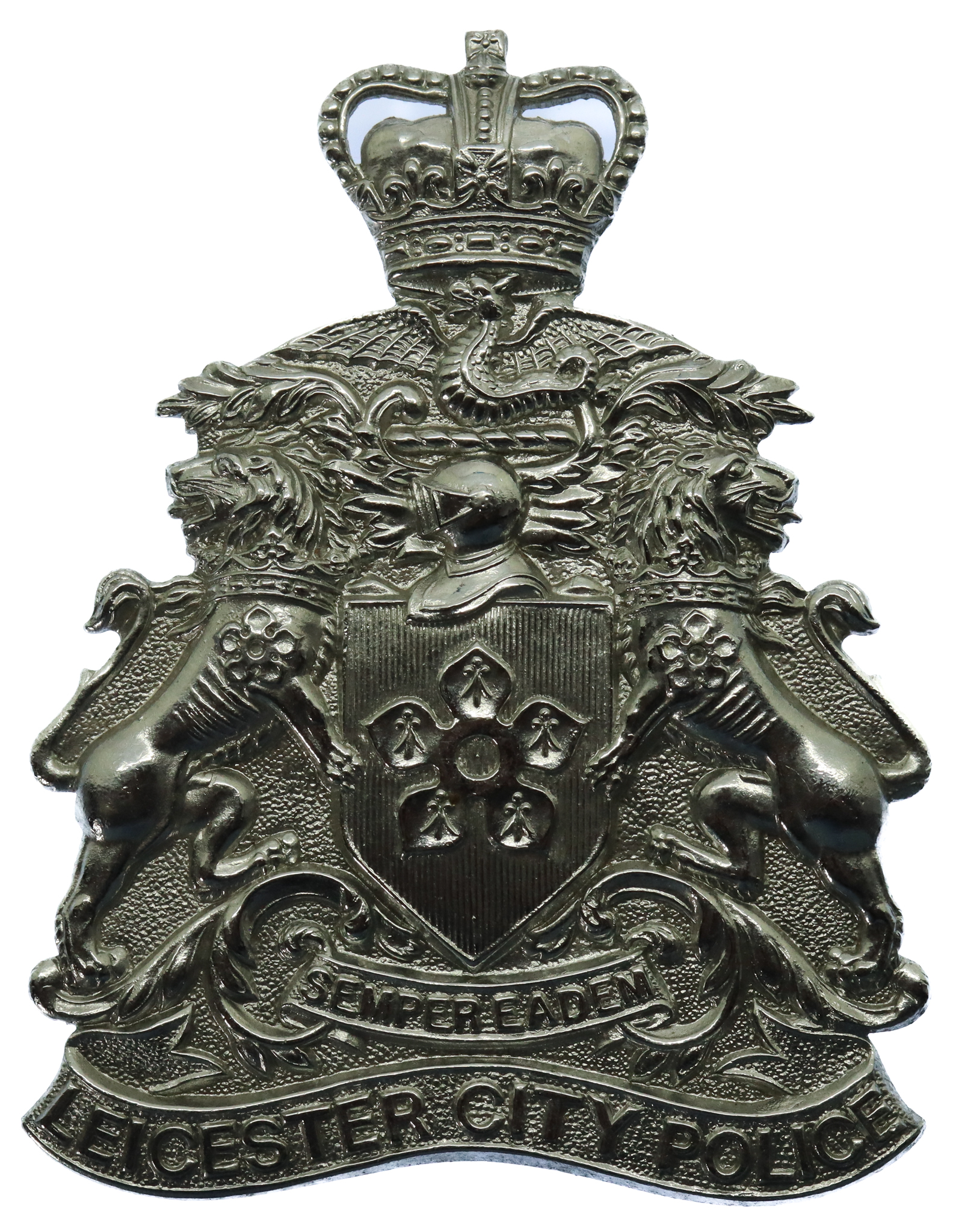 Leicester City Police Helmet Plate - Queen's Crown