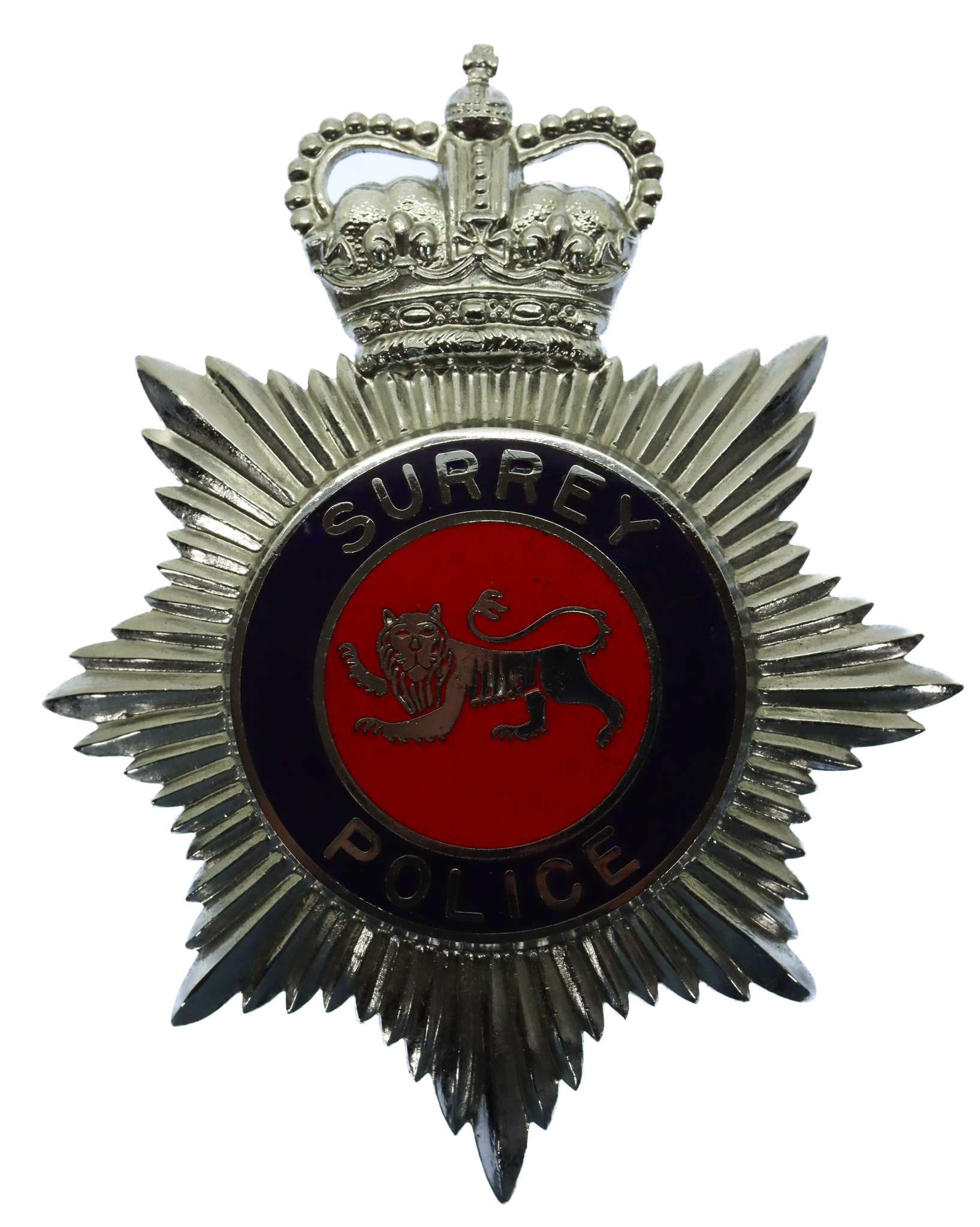 Surrey Police Enamelled Helmet Plate - Queen's Crown