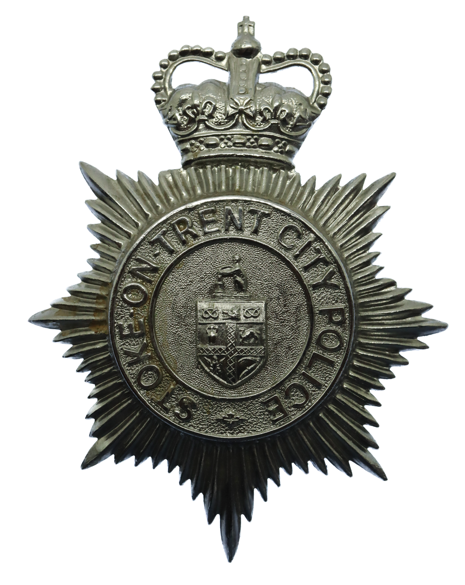 Stoke-on-Trent City Police Helmet Plate - Queen's Crown