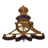 Royal Artillery Brass & Enamel Sweetheart Brooch - King's Crown