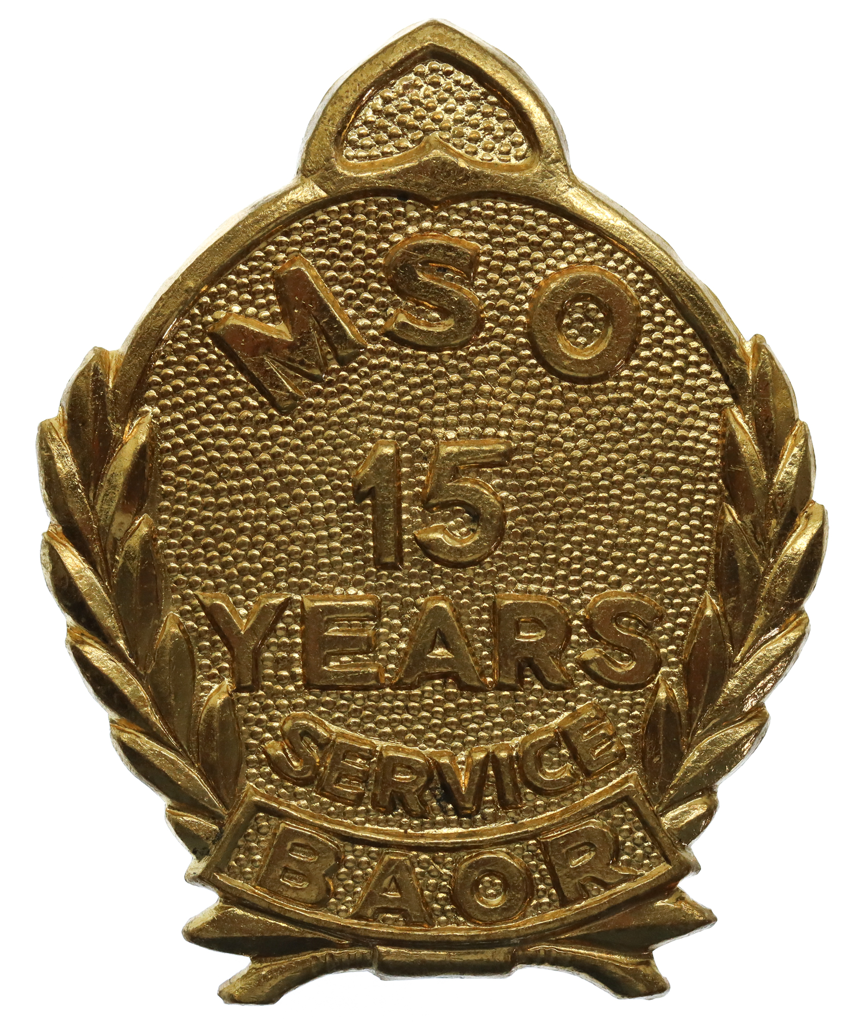 Mixed Services Organisation (MSO) British Army of the Rhine (BAOR) 15 Years Service Badge