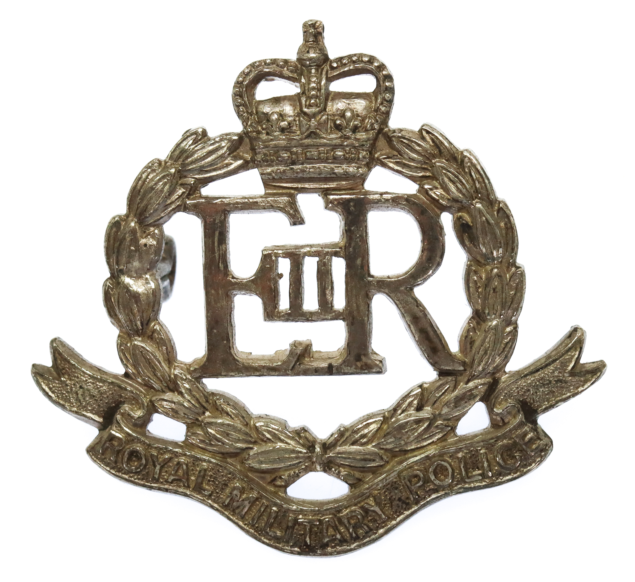 EIIR Royal Military Police (R.M.P.) Officer's Silvered Cap Badge